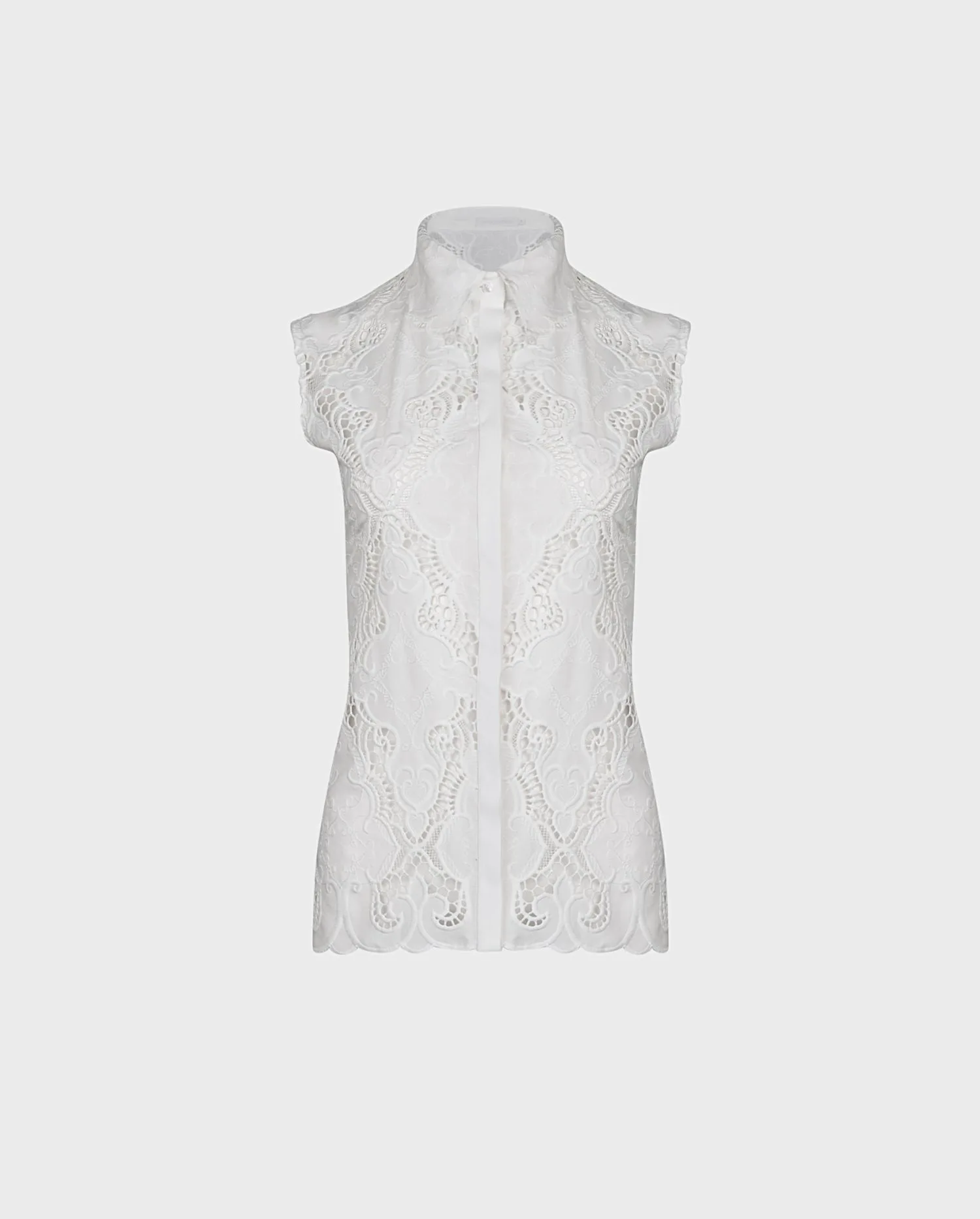 Discover the BAIE White Sleeveless Eyelet Shirt from ANNE FONTAINE