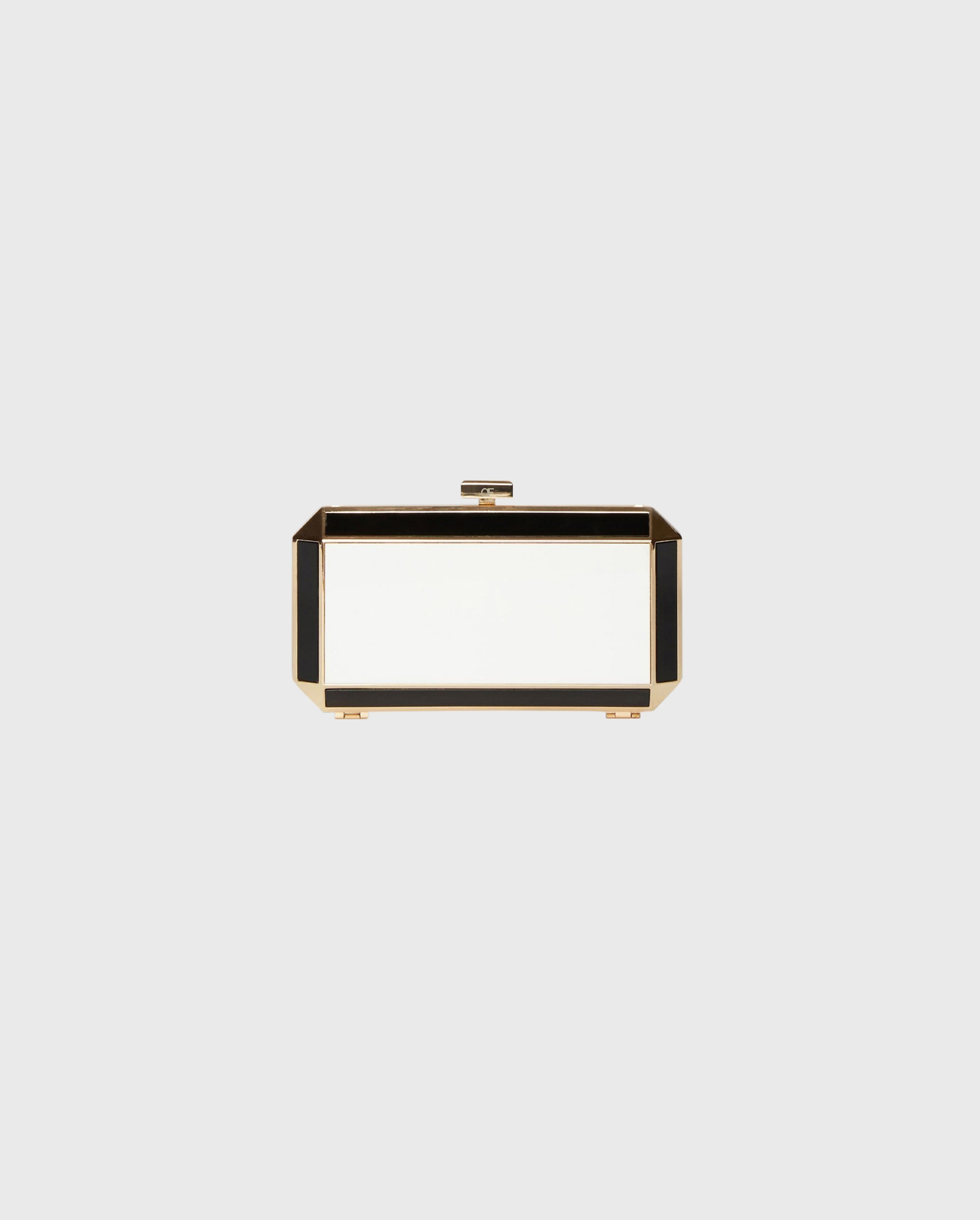 Discover the BRAZIL Geometric monochrome box clutch with gold accents from ANNE FONTAINE