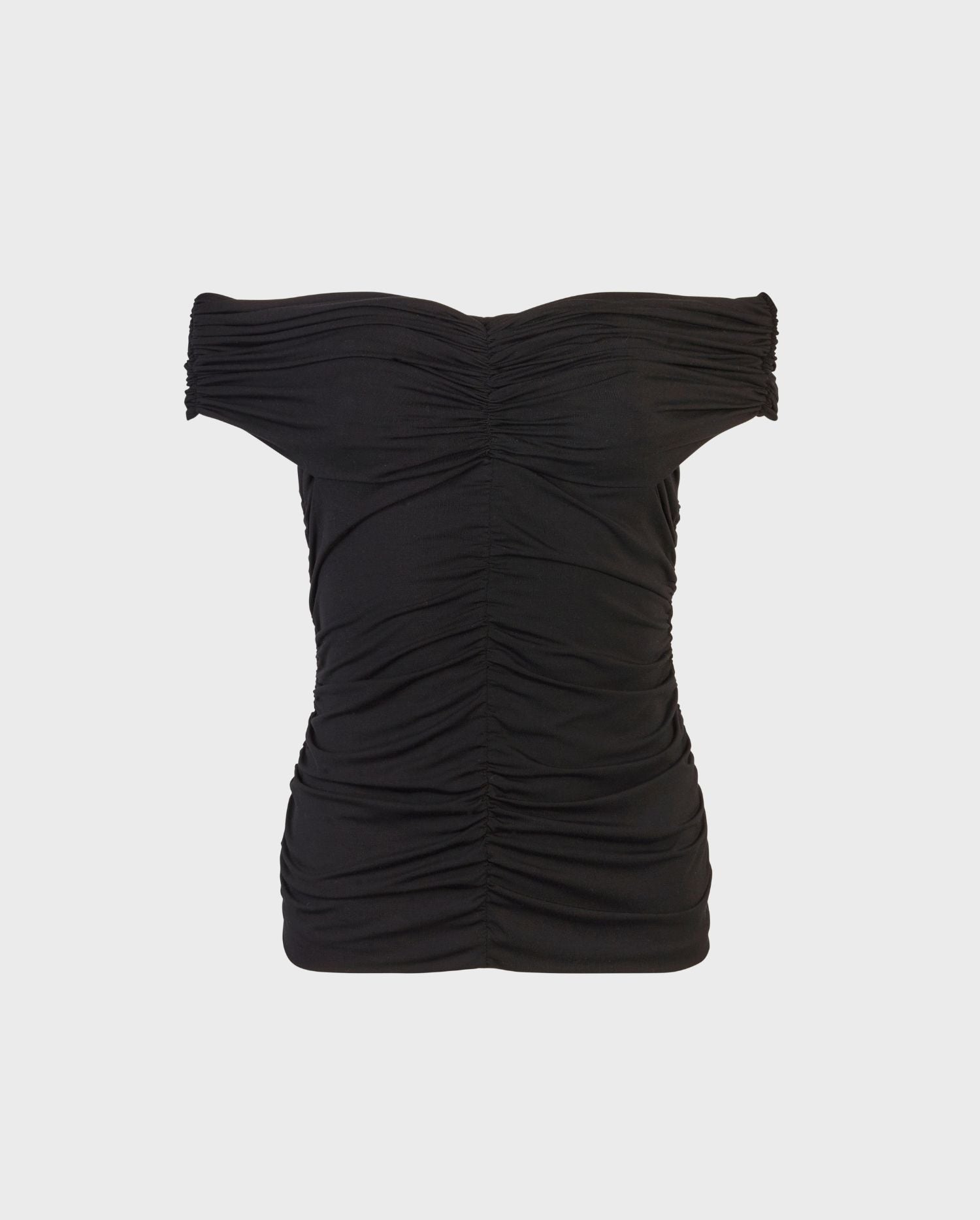 Discover the CLAUDIE black ruched off the shoulder top from designer ANNE FONTAINE