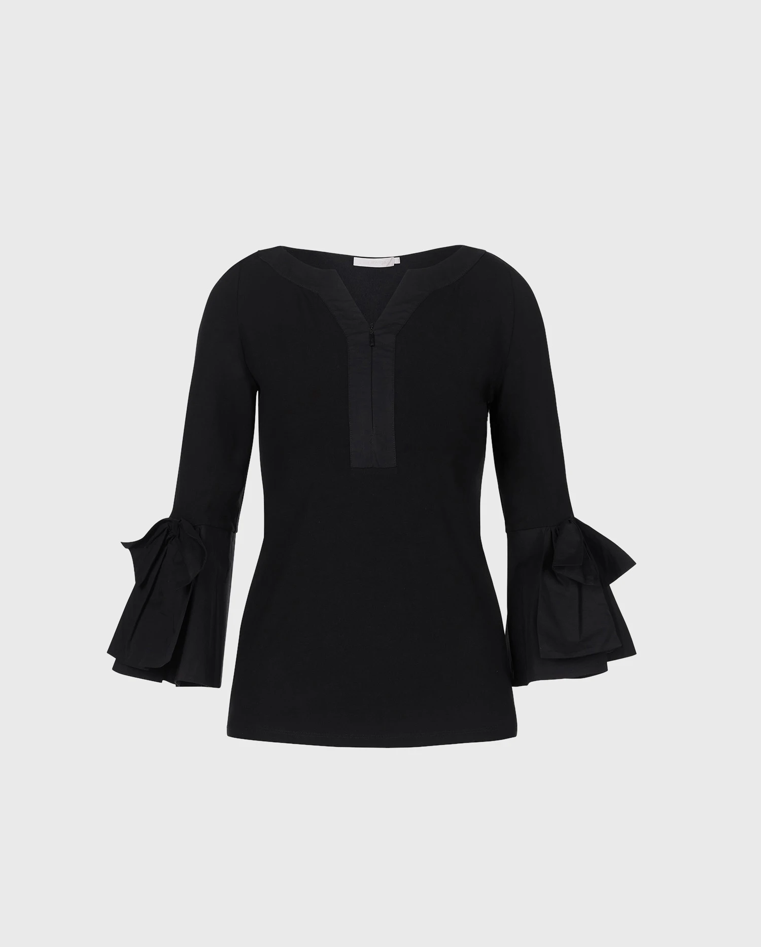 Discover the CLISSA black 3/4 sleeve shirt with bow details from ANNE FONTAINE