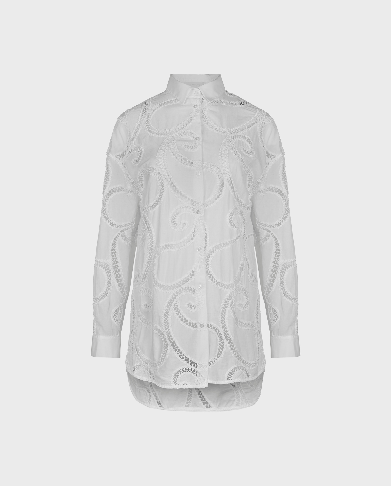 Discover the COULEUR White Tunic Shirt with Paisley Eyelet Design from ANNE FONTAINE