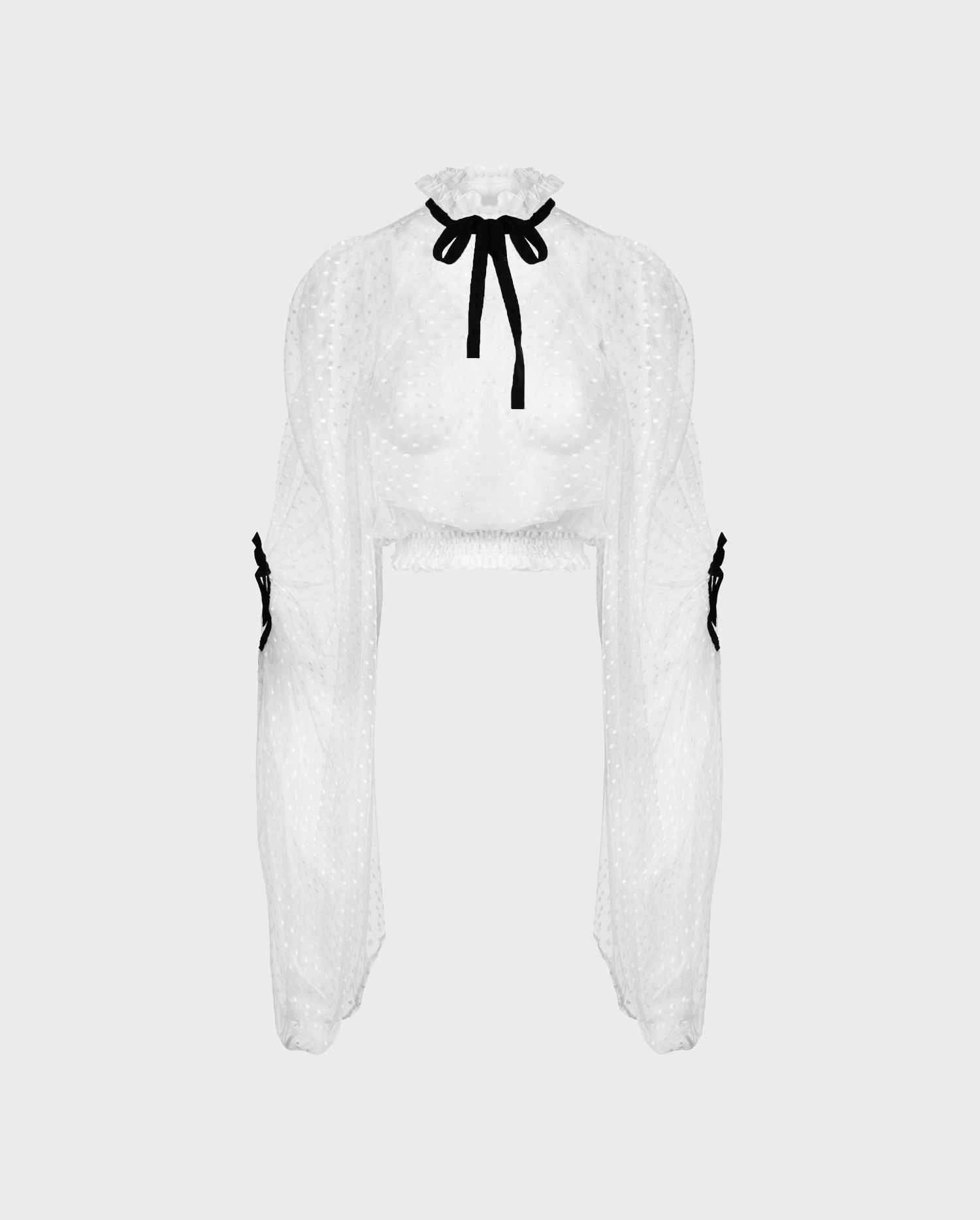 Discover the FAIRLIGHT Sheer blouse with dot embroidery and exaggerated sleeves from ANNE FONTAINE