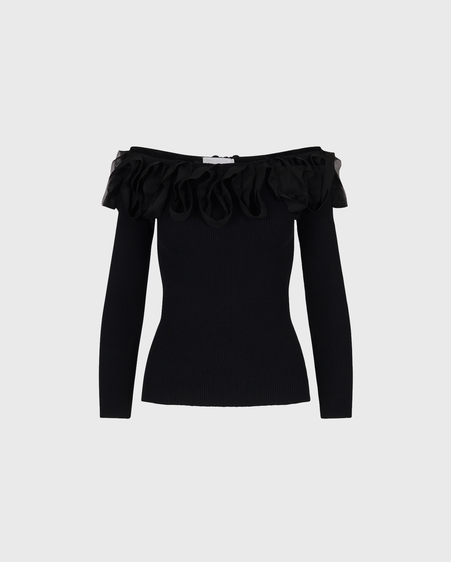 Discover The FEDA 3/4 sleeve pullover knit with ruffles from ANNE FONTAINE