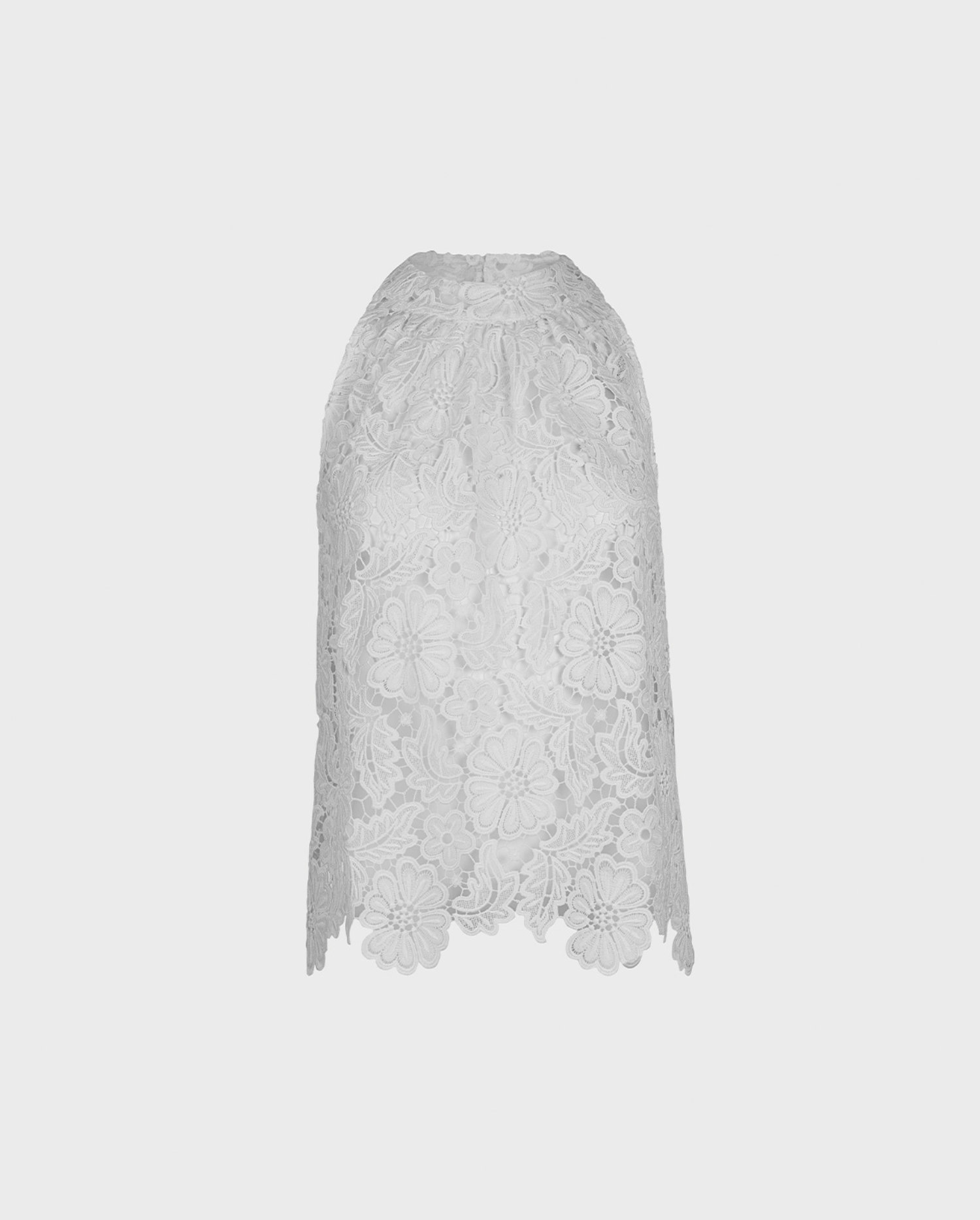 Discover the GRAVURE White Sleeveless Embroidered Lace Blouse With High Neckline from ANNE FONTAINE