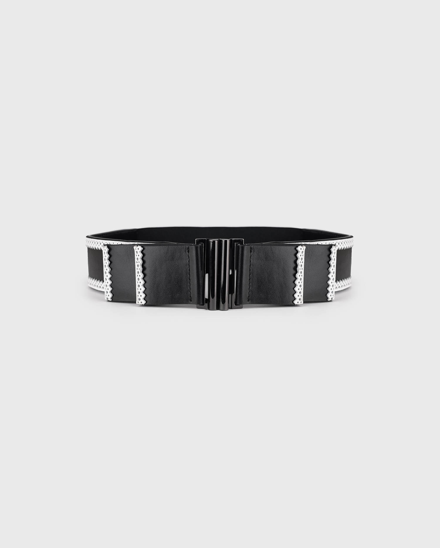 Discover the MALVINA Black Leather Belt With A Flat Double Bow from ANNE FONTAINE