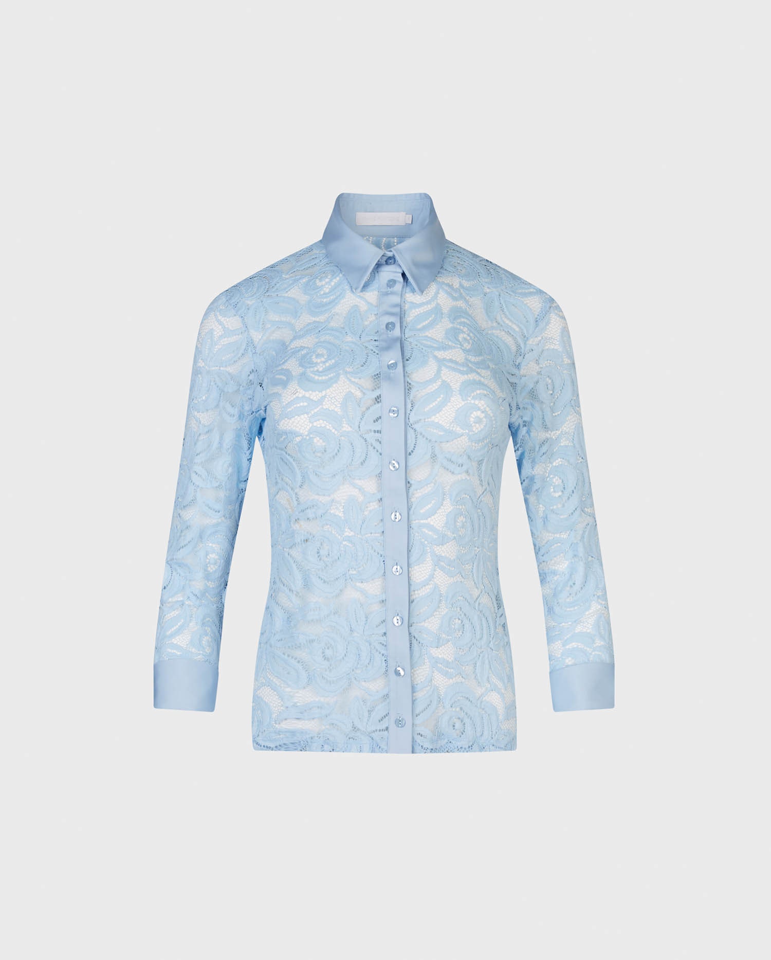 Discover the NAHIA 3/4 Sleeve Lace Shirt in Riviera Blue from ANNE FONTAINE