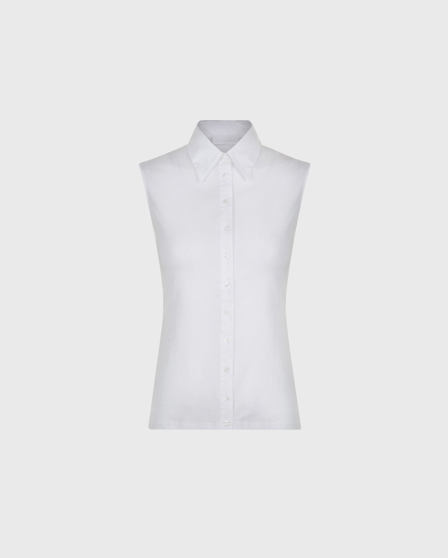 Discover the NUAGE SM Sleeveless Pima Cotton Collared Shirt from designer ANNE FONTAINE