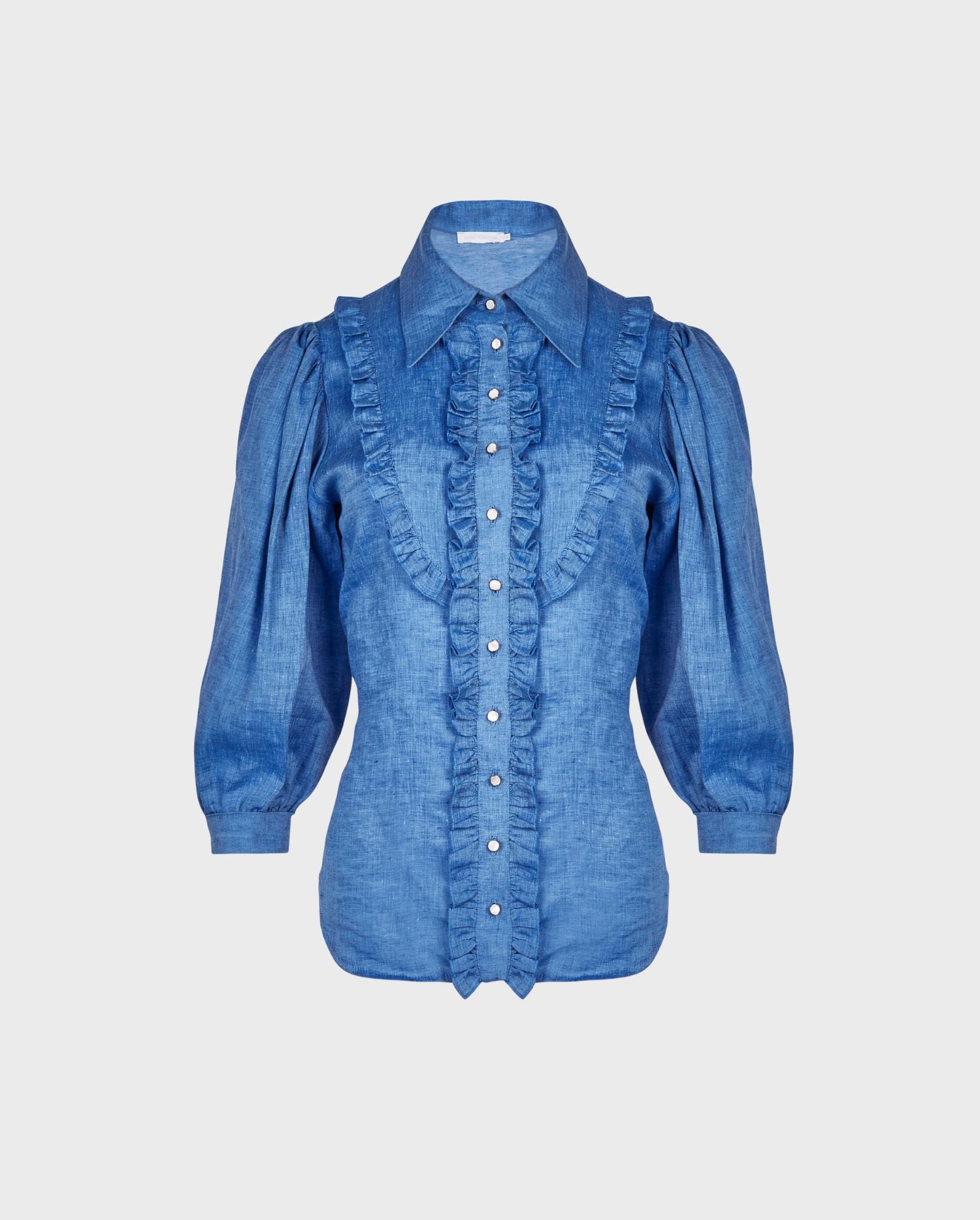 Discover the OLIVIER Denim Shirt With Mini Ruffle Details from ANNE FONTAINE