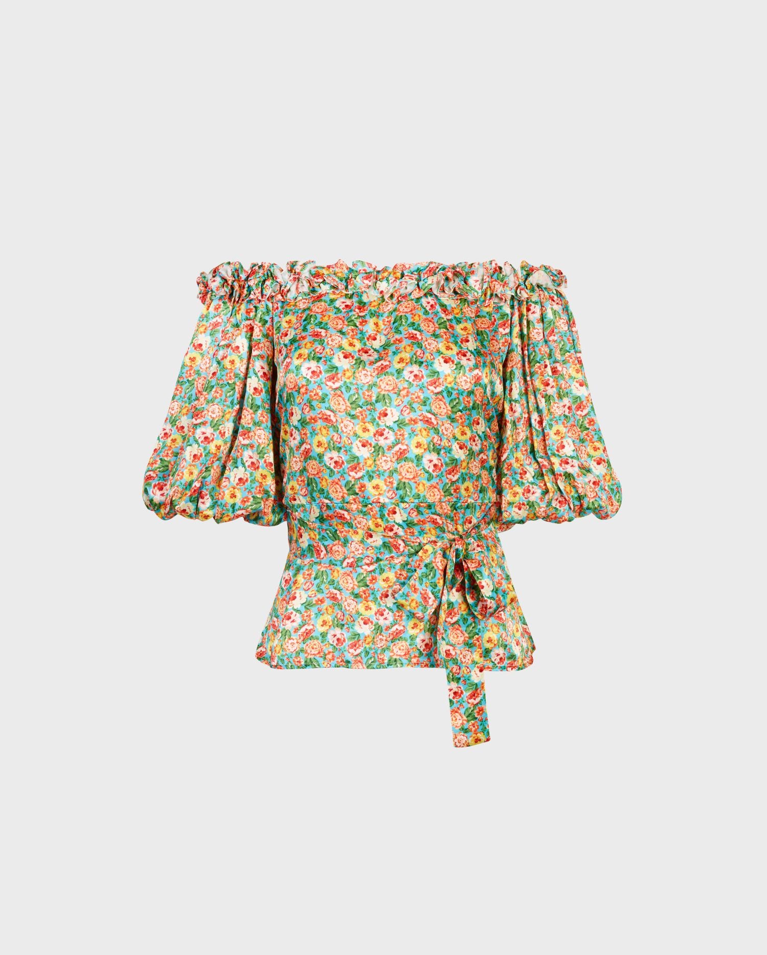 Discover the ORANGER Off the Shoulder Blouse With Allover Multicolor Mini Rose Print from ANNE FONTAINE