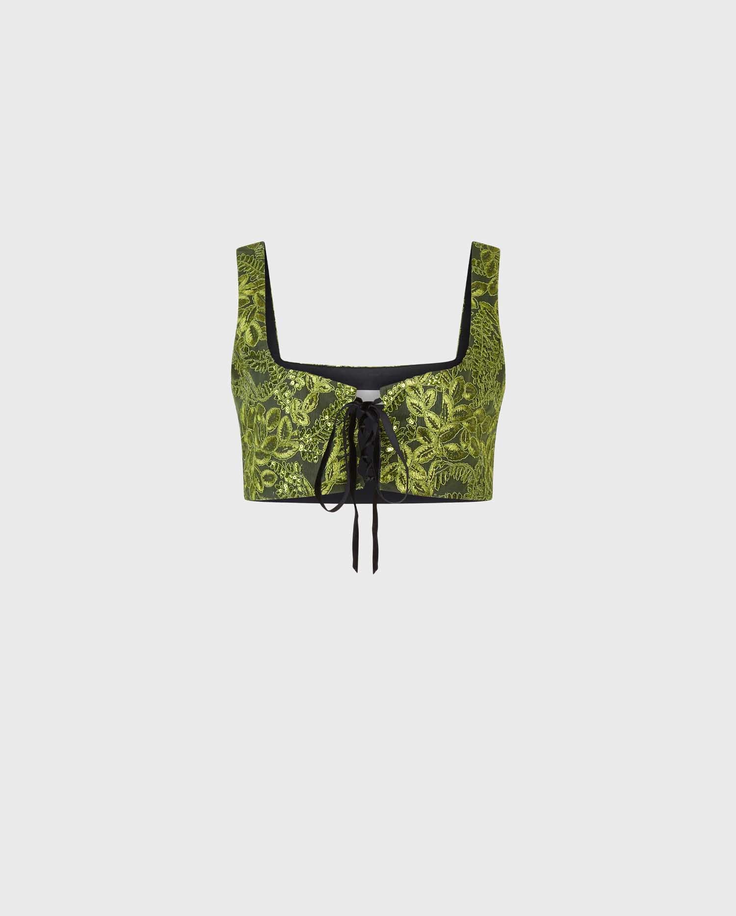 Discover the PASSION bralette top in a bright green hue from designer ANNE FONTAINE