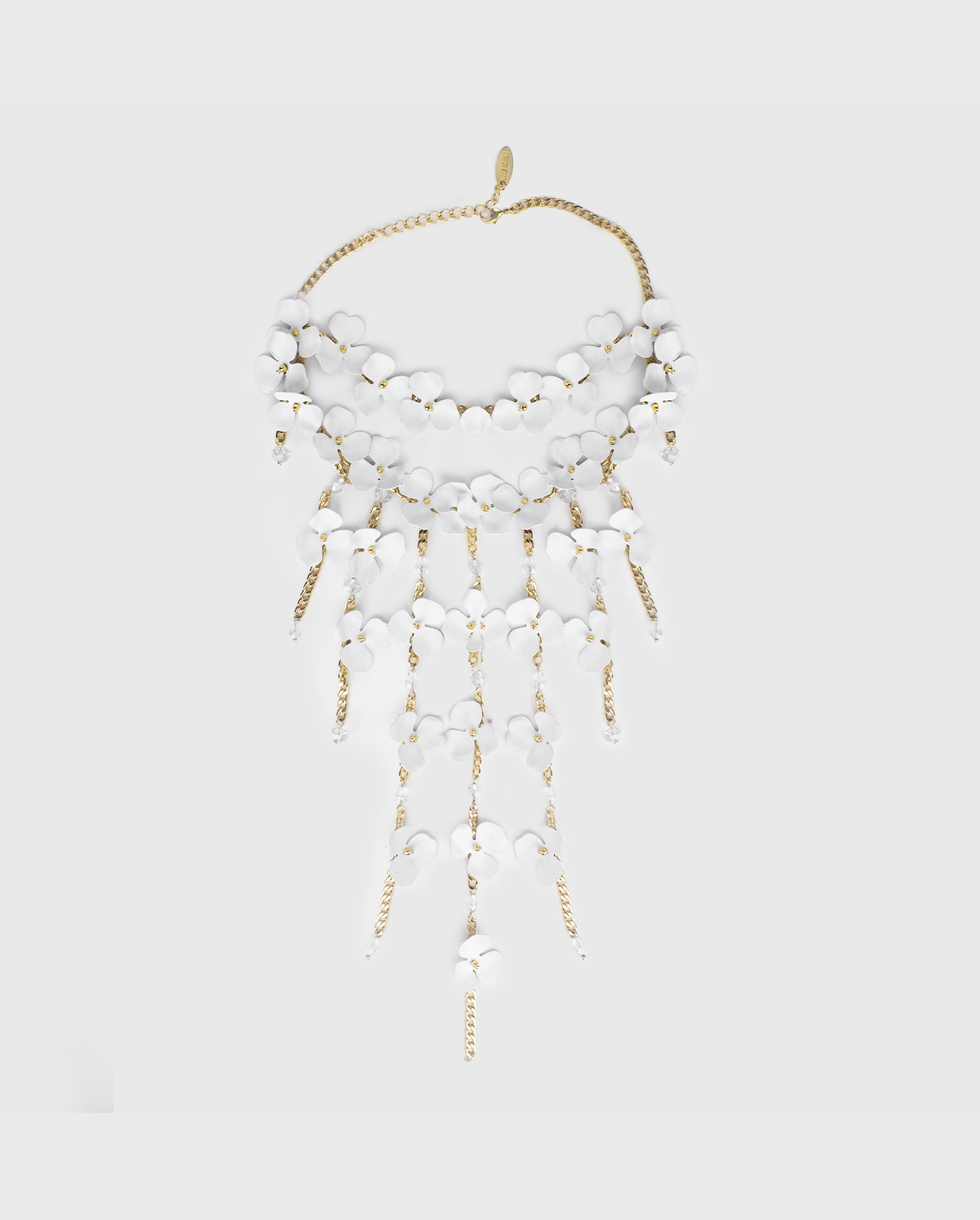 Discover the PERLAYA Long White and Gold Flower Necklace from ANNE FONTAINE