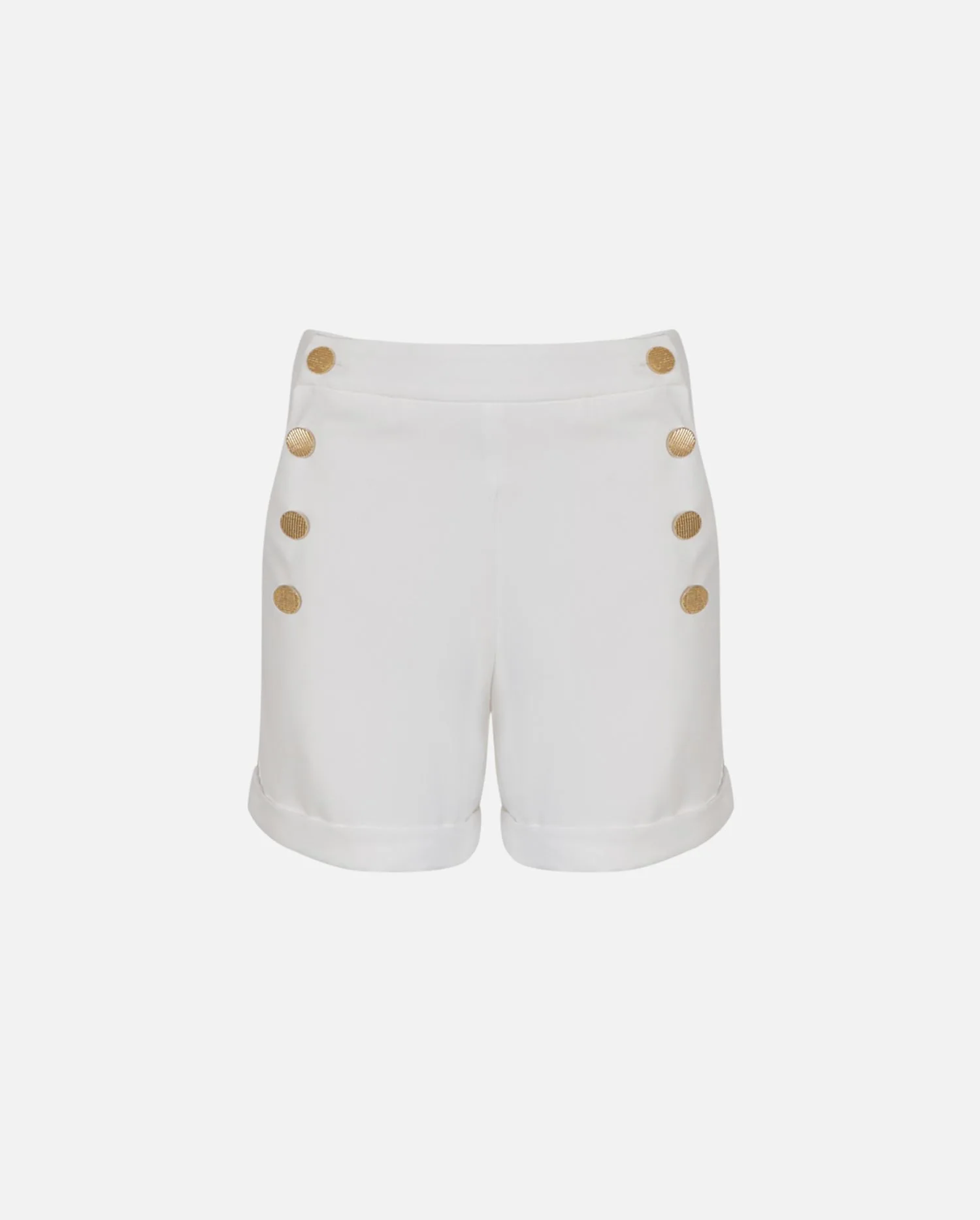 Discover the ROSIER White Short With Gold Button Details from ANNE FONTAINE