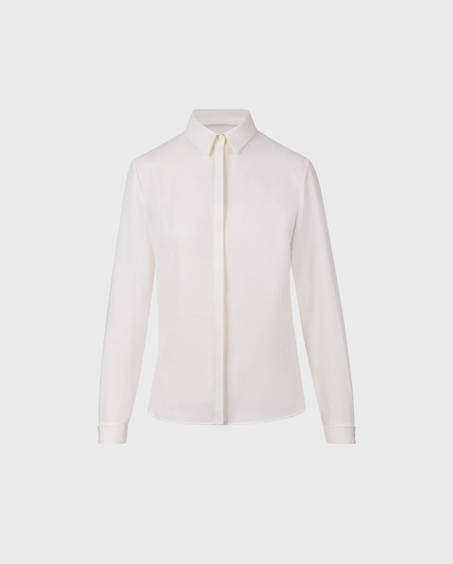 Discover the SAGANE White Long Sleeve Crepe Shirt With French Cuffs from designer ANNE FONTAINE