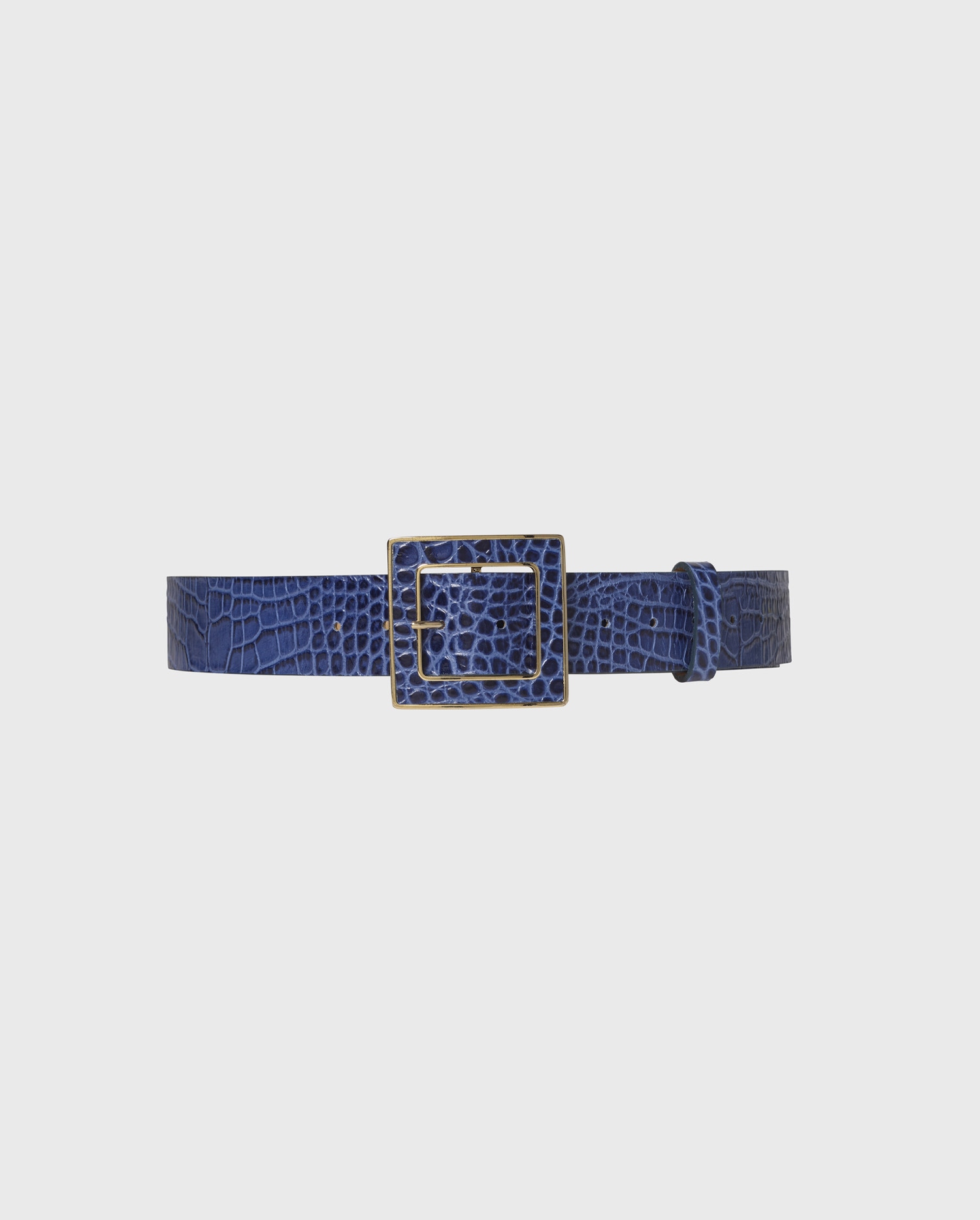 Discover the SAGAR Blue Croc-Embossed Leather Belt from ANNE FONTAINE