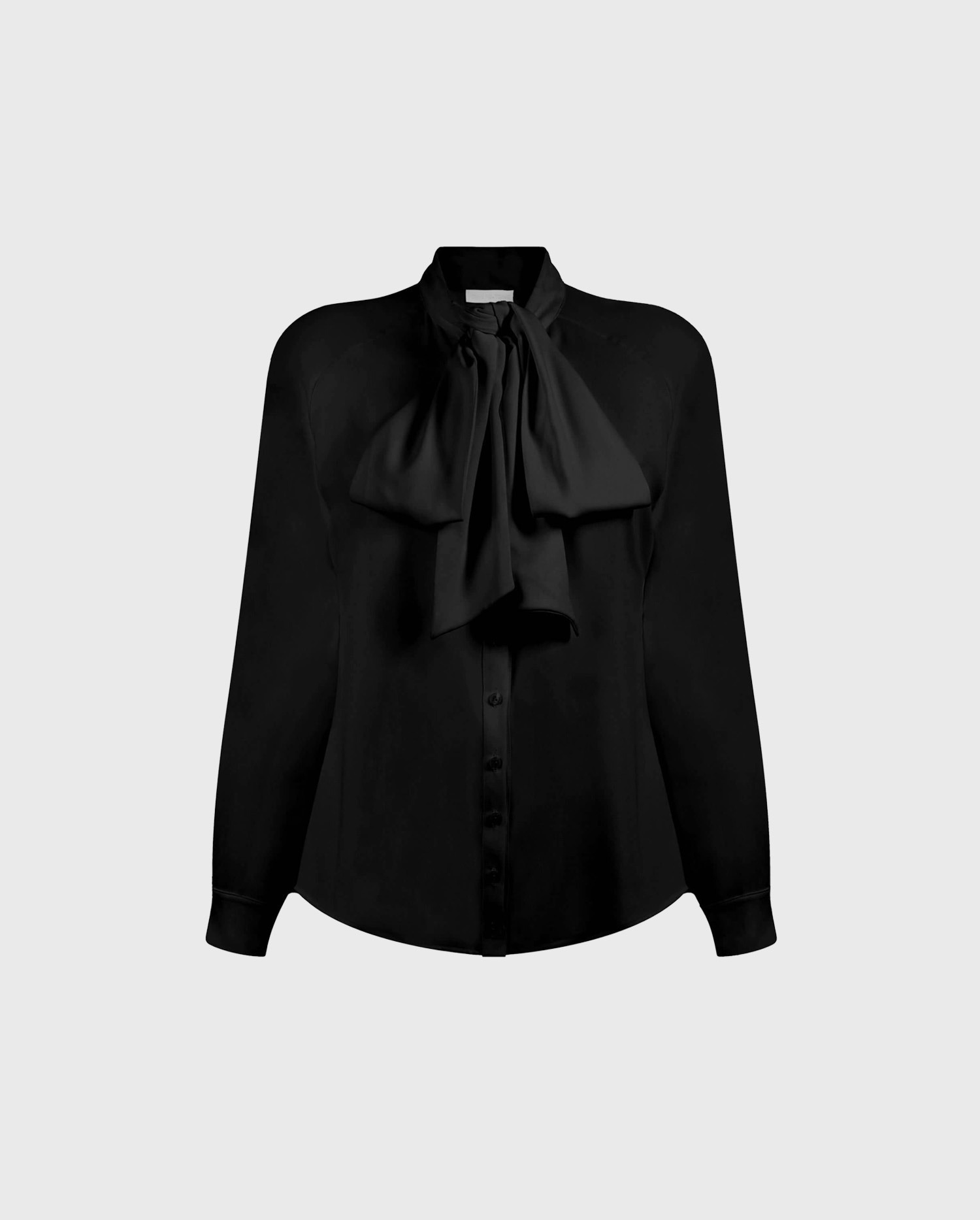 Discover the SANTANA Black Crepe Shirt With Knotted Tie Collar