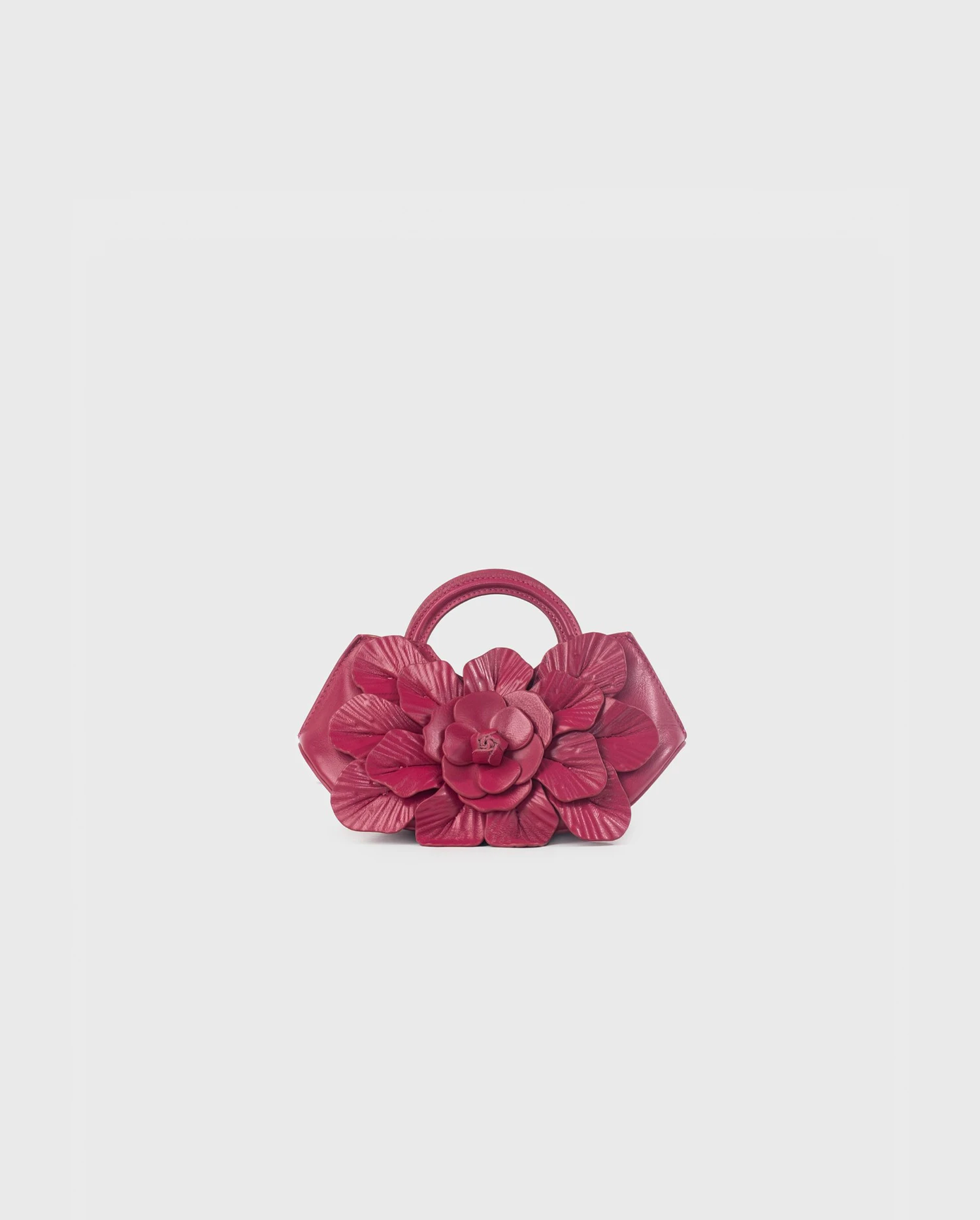 Discover the SCARLETT Signature Leather Mini Floral Handbag in Fuchsia from ANNE FONTAINE