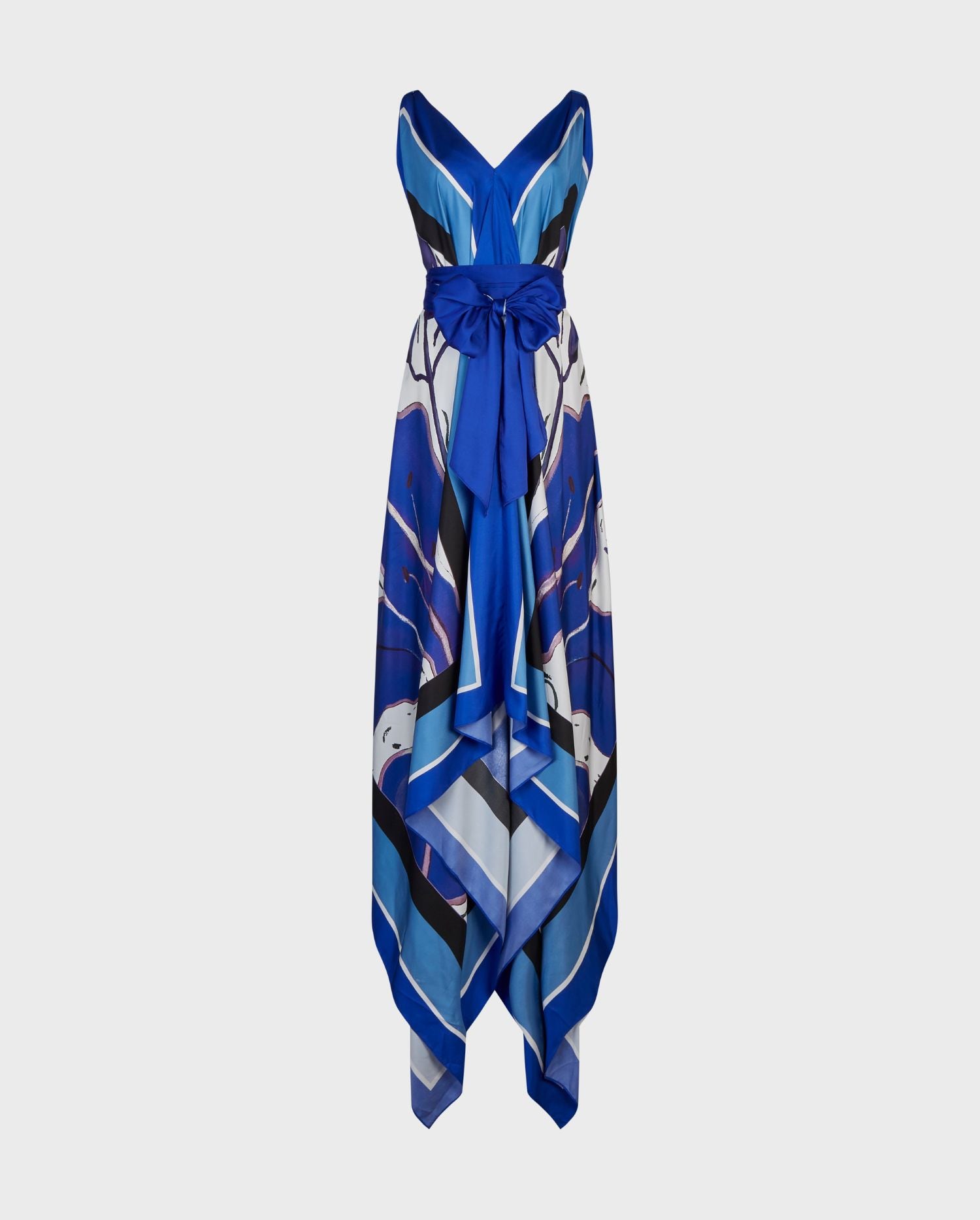 Blue Floral Maxi Scarf Dress