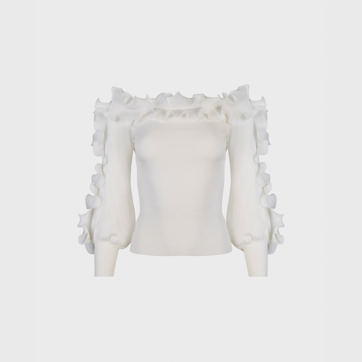 Discover the CATANE long sleeve off shoulder white pullover knit from ANNE FONTAINE