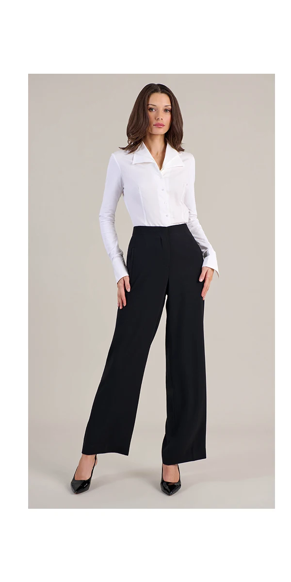Discover the CHRISTIE White Long Sleeved Double Collared T-Blouse from ANNE FONTAINE