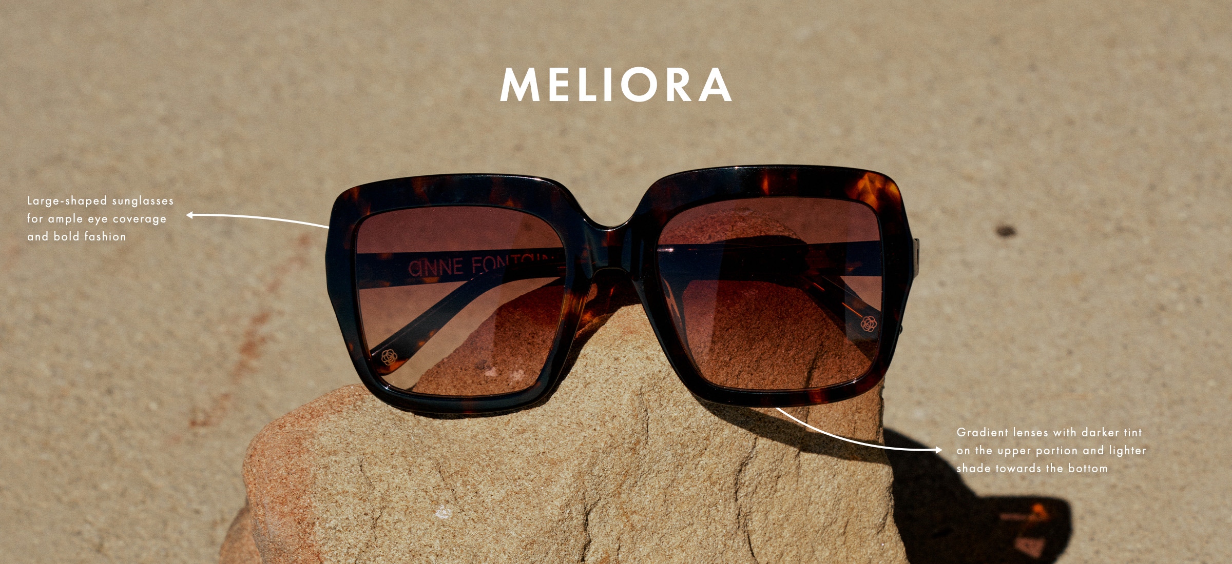 Discover the MELIORA Brown Tortoise Large Frame Shape Sunglasses from designer ANNE FONTAINE