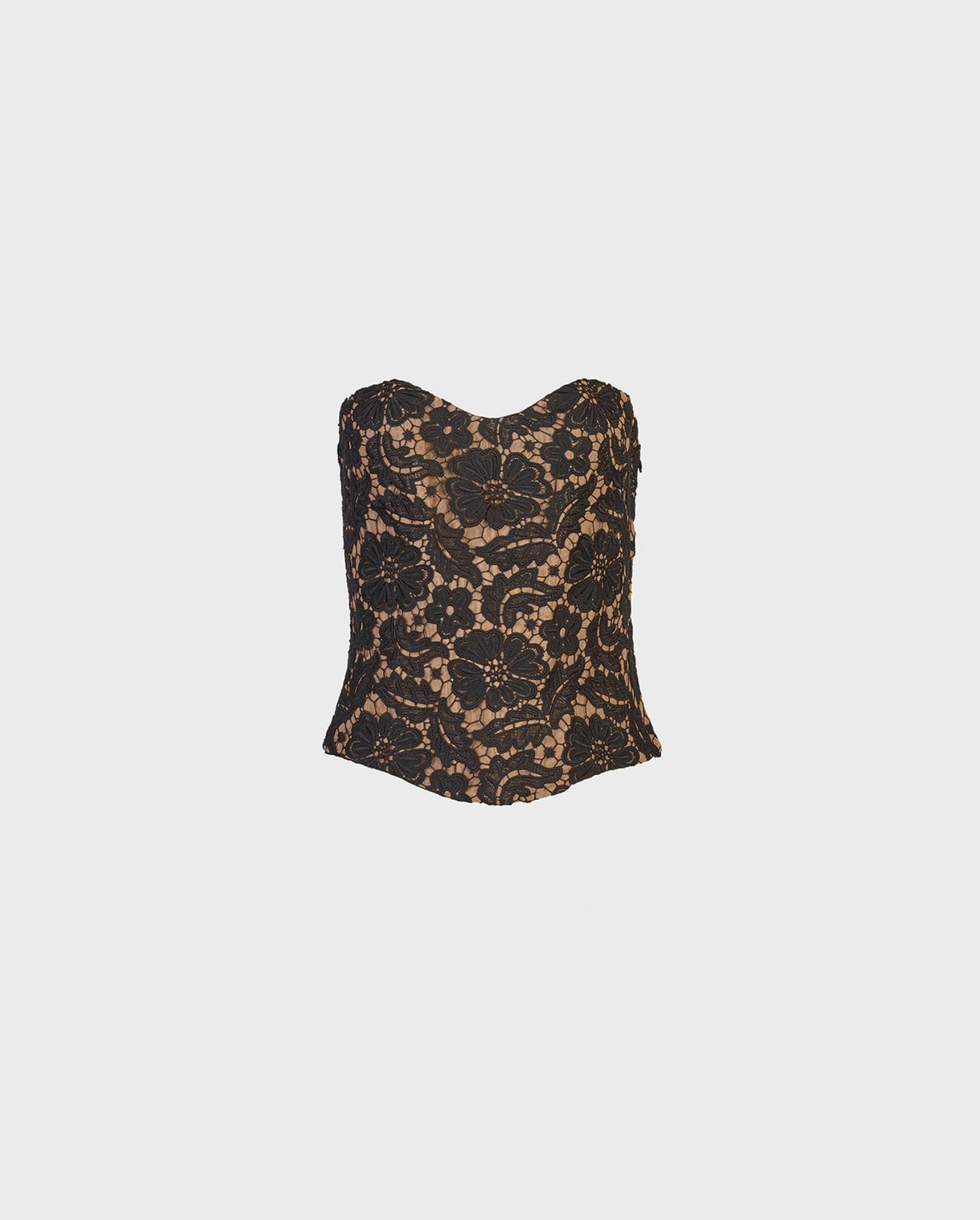 Discover the ALPILLES Black Lace Bustier Top With Adjustable Corset Tie from designer ANNE FONTAINE