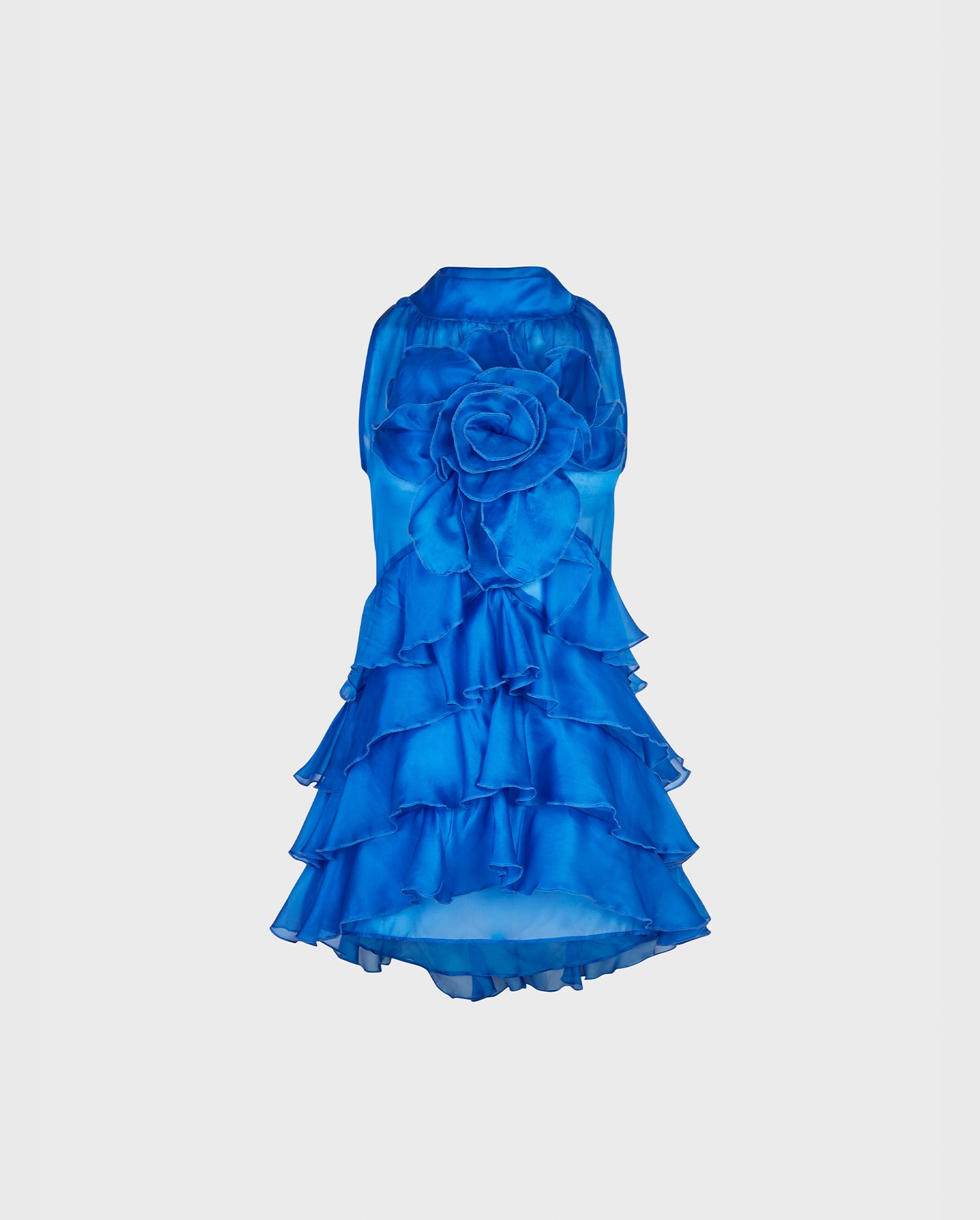 Discover the AUBREY Blue Sleeveless Blouse in Layered Silk Organza from ANNE FONTAINE