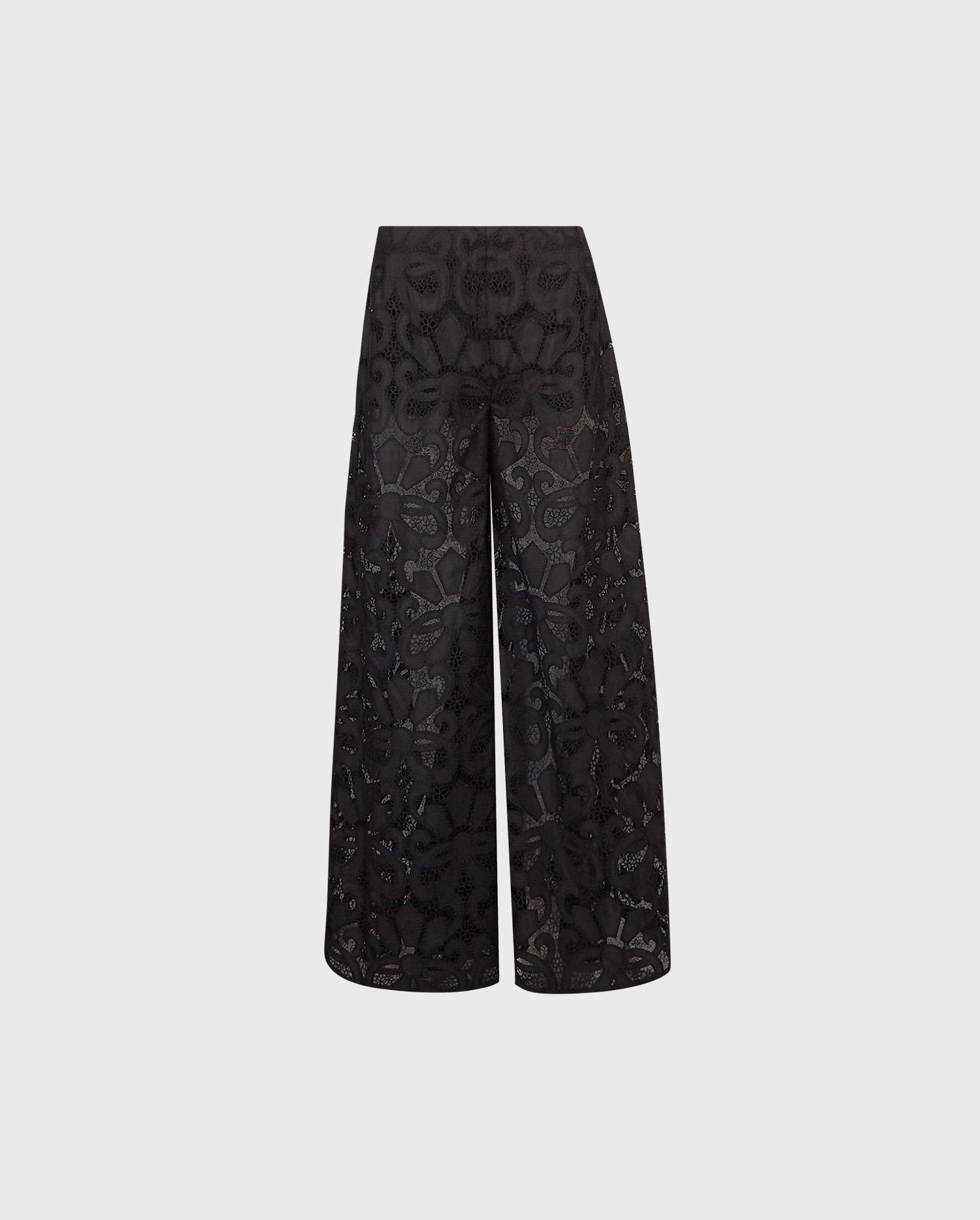 Discover the CLOTILDE Black Wide Leg Sheer Floral Lace Pant from designer ANNE FONTAINE