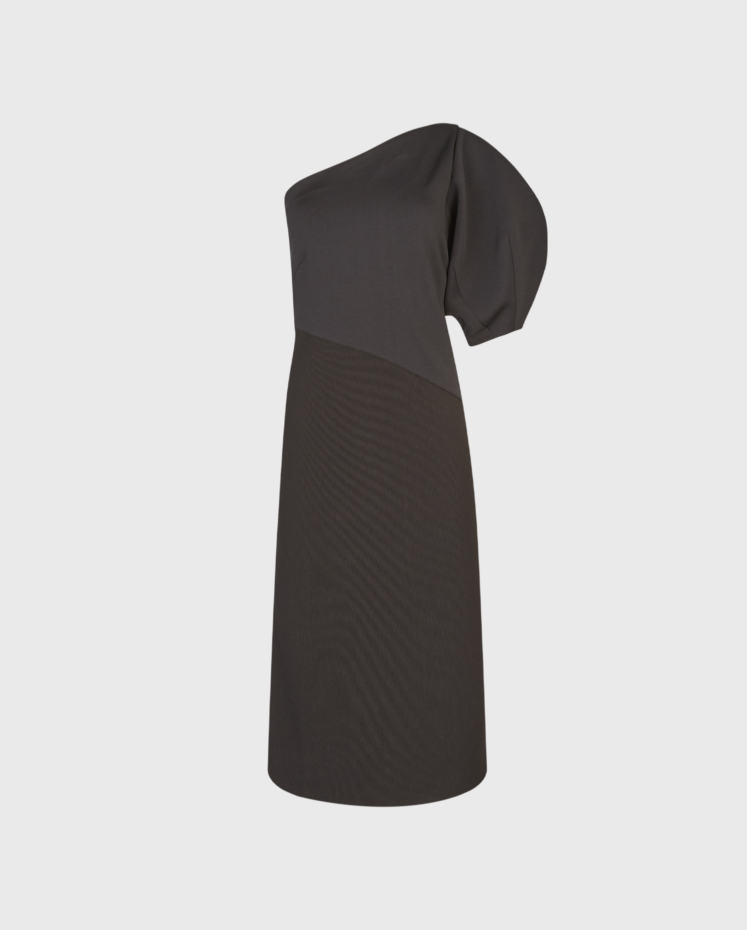 Discover the COEUR Black Midi Dress With One Puff Short Sleeve from ANNE FONTAINE