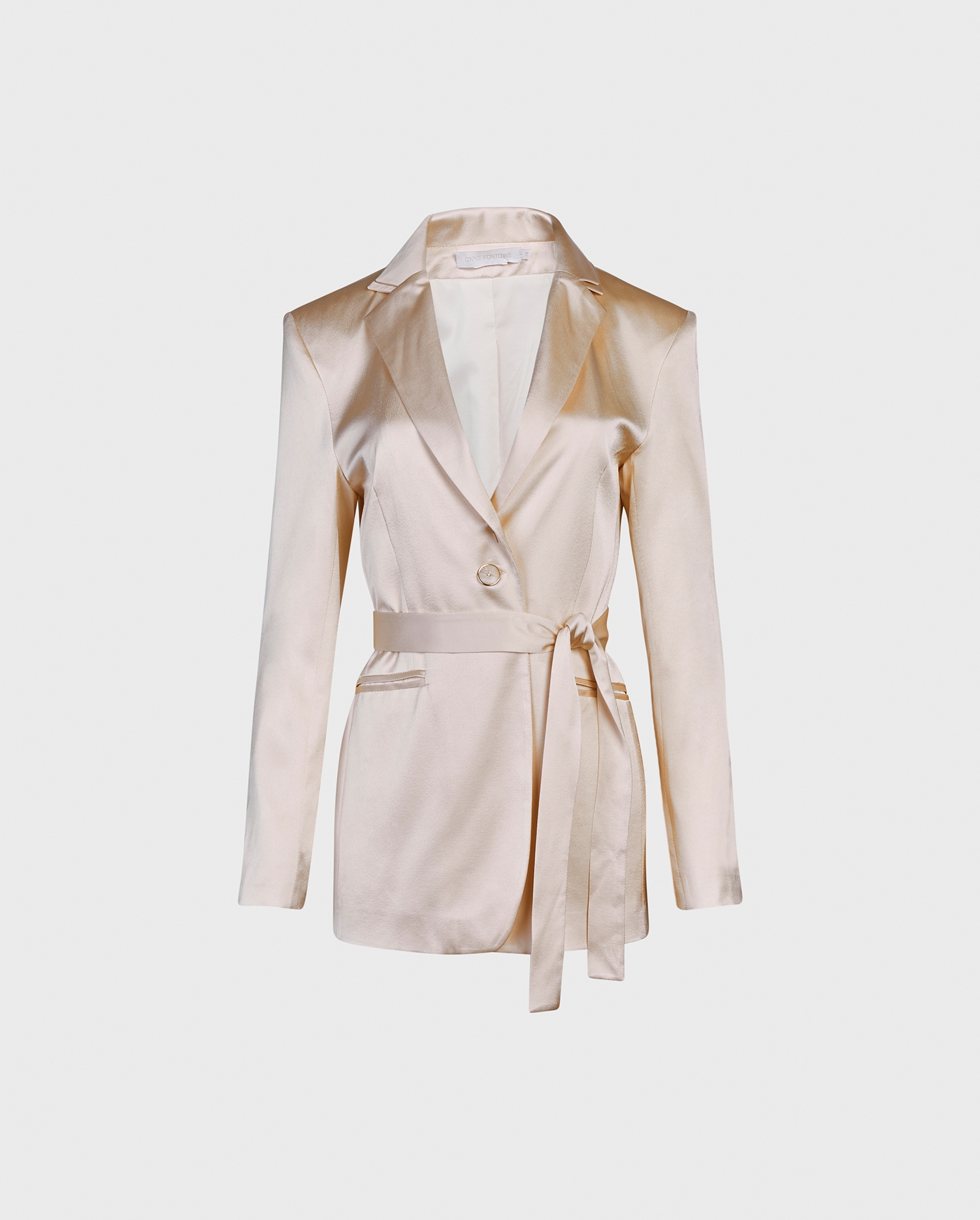 Discover the DIPTYQUE Beige Oversized Satin Blazer Jacket from designer ANNE FONTAINE