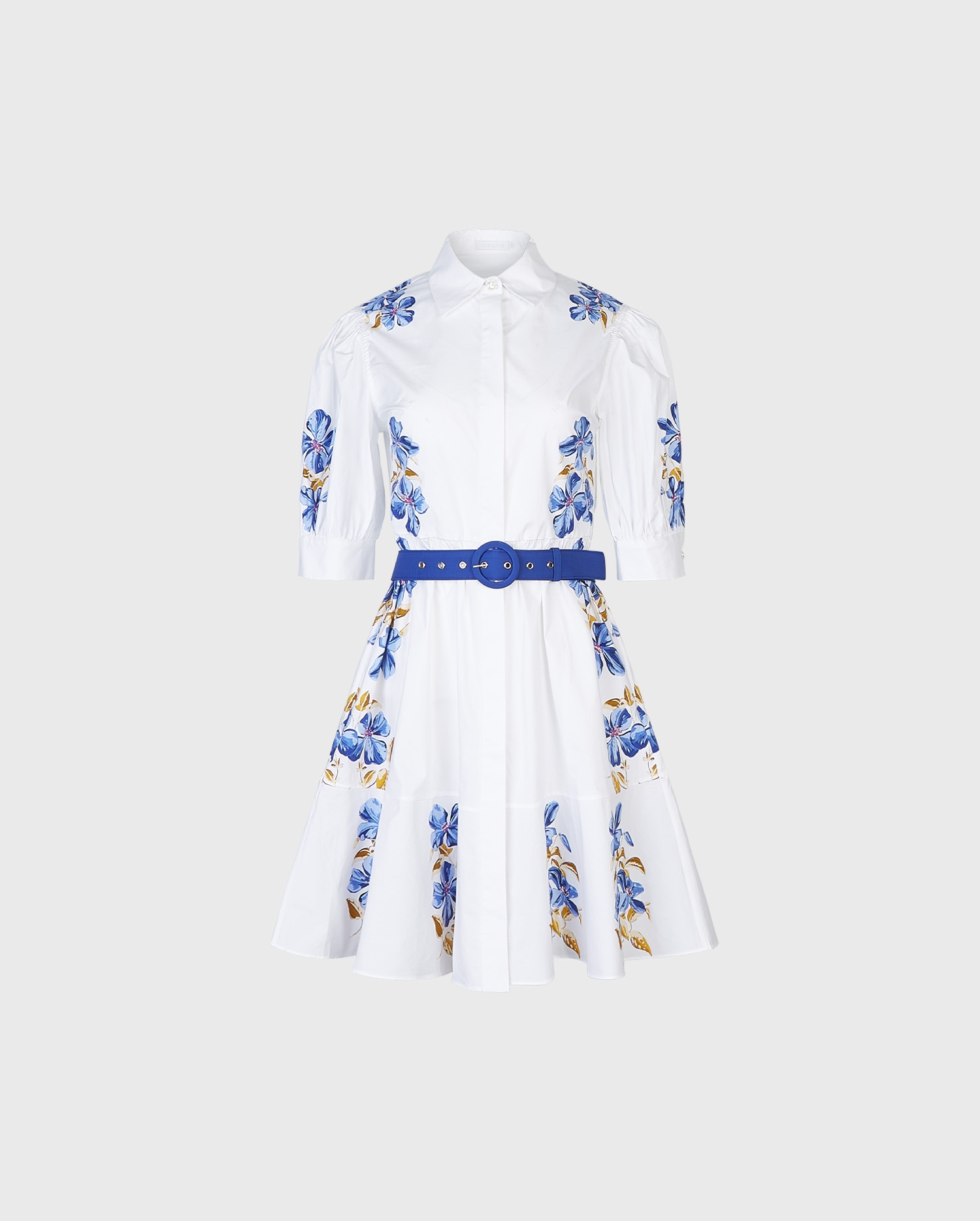 Discover the GERALDINE White Shirt Style Dress With Blue Floral Patterns from ANNE FONTAINE