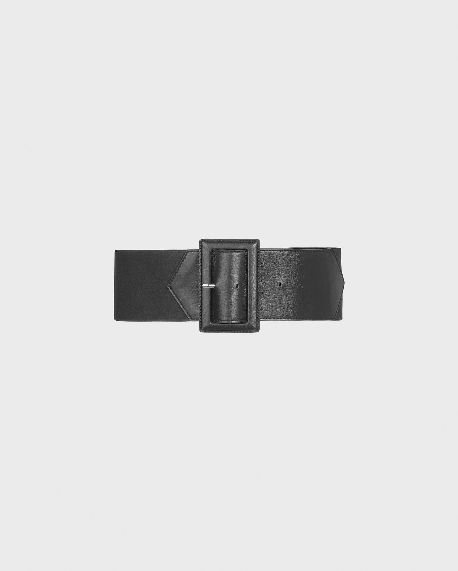 Discover the HIBISCUS Black Elastic Belt With Rectangular Buckle from designer ANNE FONTAINE