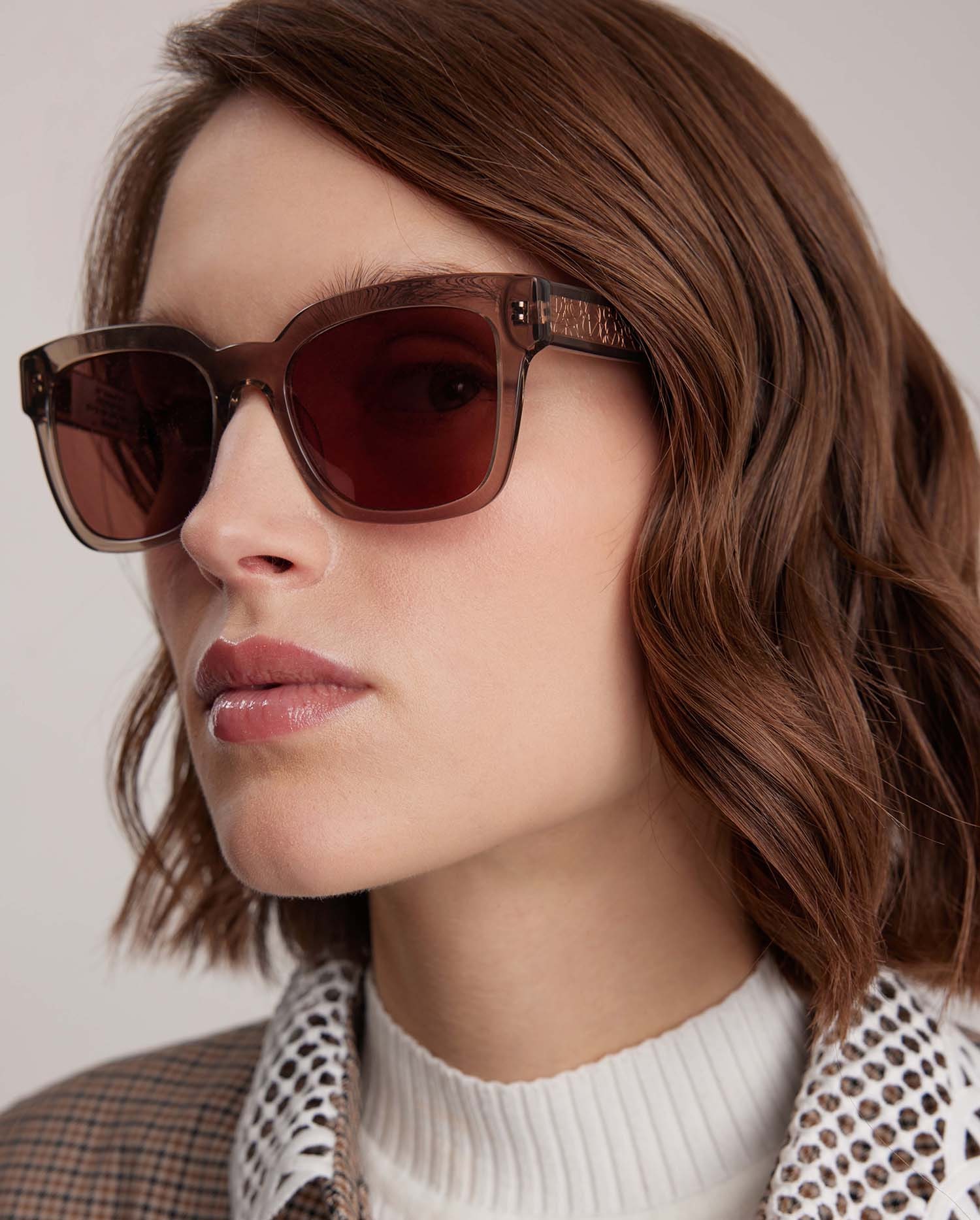 Discover the JULIETTE Amber Translucent Square Frame Sunglasses from ANNE FONTAINE