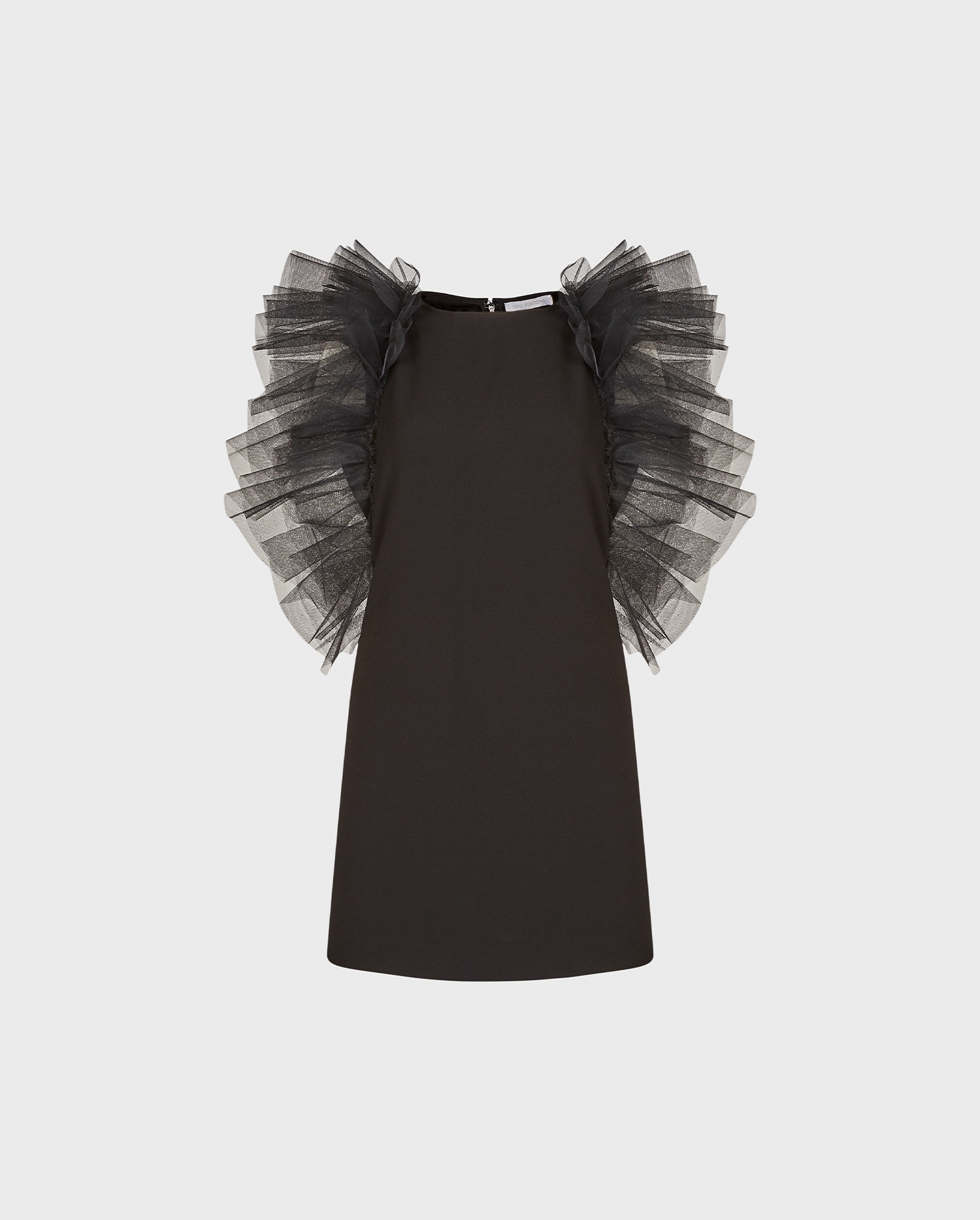 Discover the LOUISY Black Mini Dress With Statement Tulle Sleeves