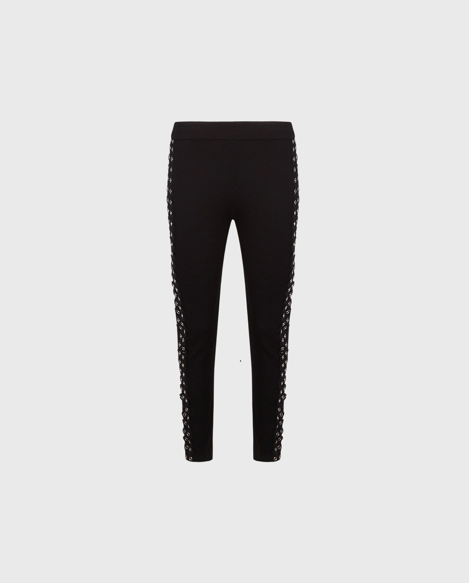 Discover the LEAN Stretchy Milano Leggings With Silver Grommet and Lace Details from ANNE FONTAINE