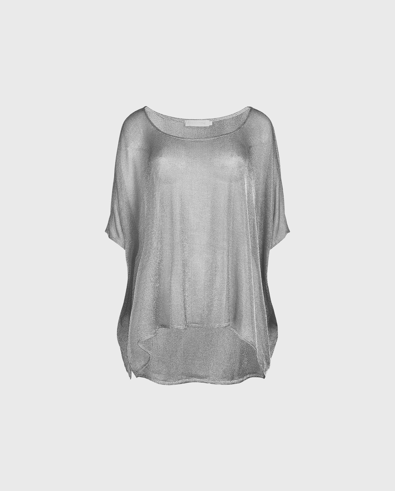 Discover the MODERNE Silver Metallic Oversized Sheer Knit Top from designer ANNE FONTAINE