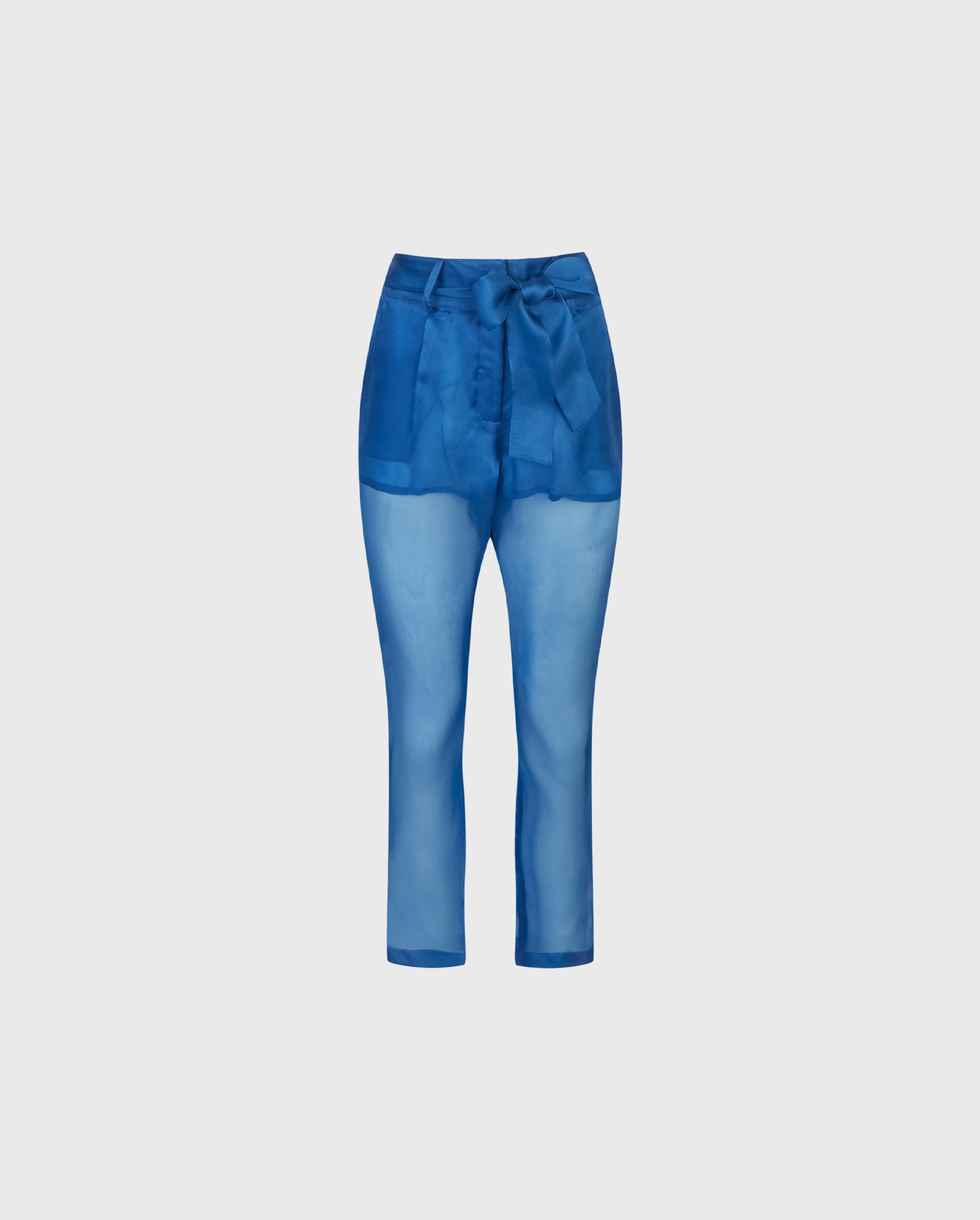 Discover the PALOMA Blue Sheer Silk Cropped Length Pants from designer ANNE FONTAINE