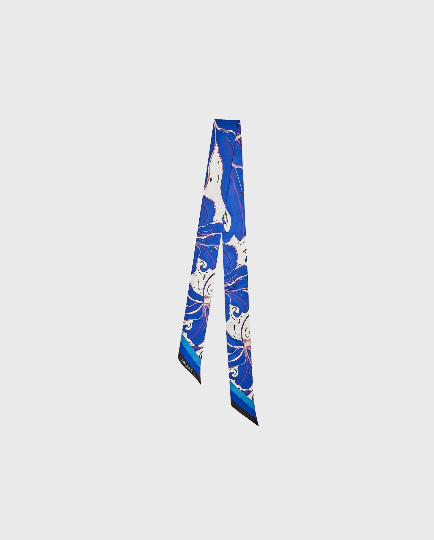 Discover the PICA Blue Silk Mitzah Scarf With a Floral Pattern from ANNE FONTAINE