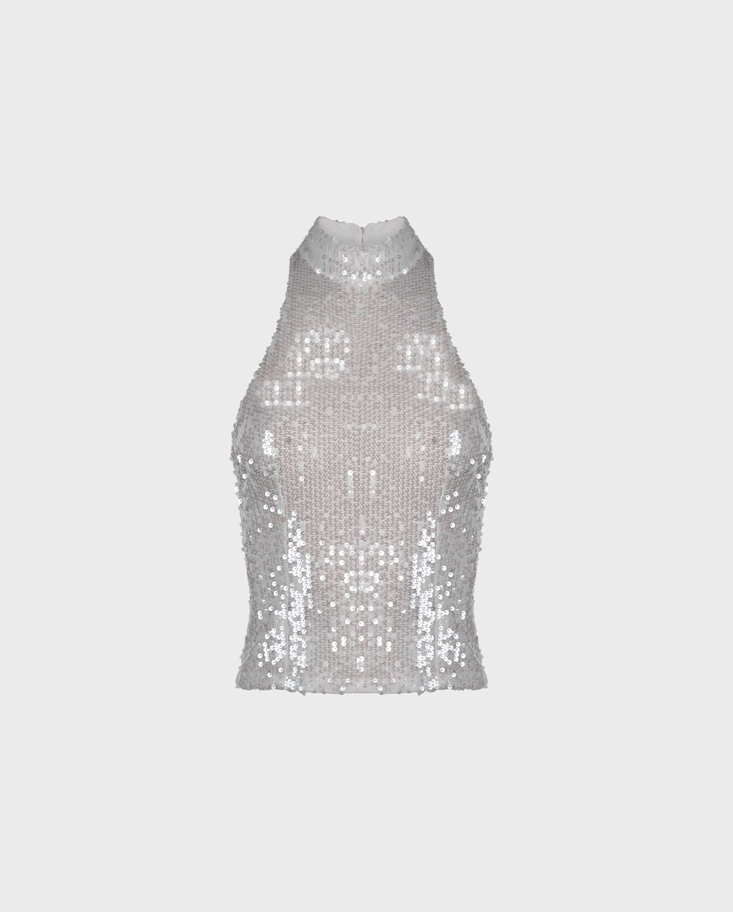 Discover the RIVAGE White Iridescent Sequined Halter Top from ANNE FONTAINE