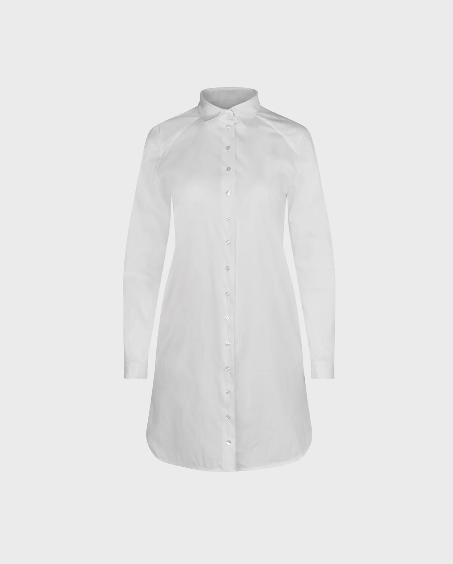 Discover the ZUAVE White Poplin Boyfriend Style Button Down Tunic Shirt from ANNE FONTAINE