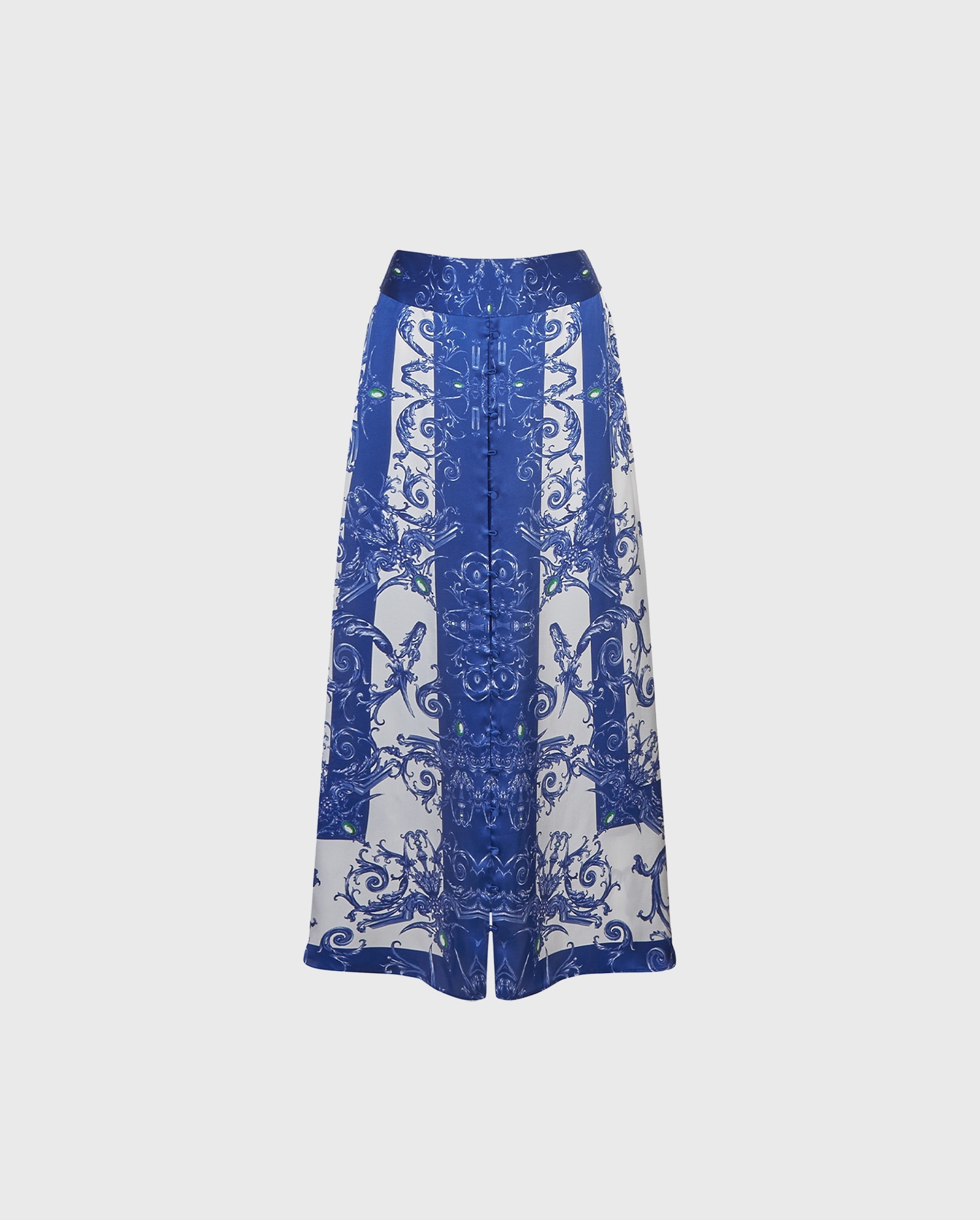 Discover the ZELLIGE Blue and White Long Skirt With Arabesque Pattern from ANNE FONTAINE