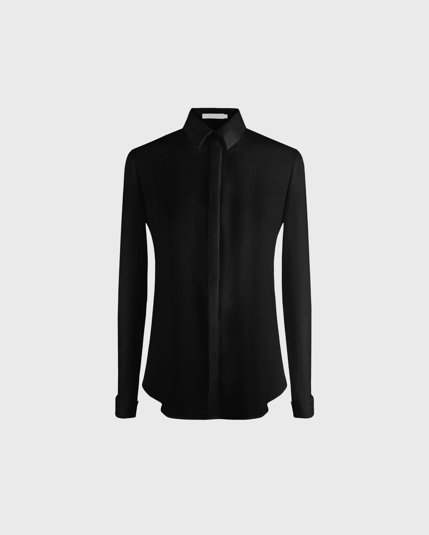 Discover the SAGANE Black Long Sleeve Crepe Shirt With French Cuffs