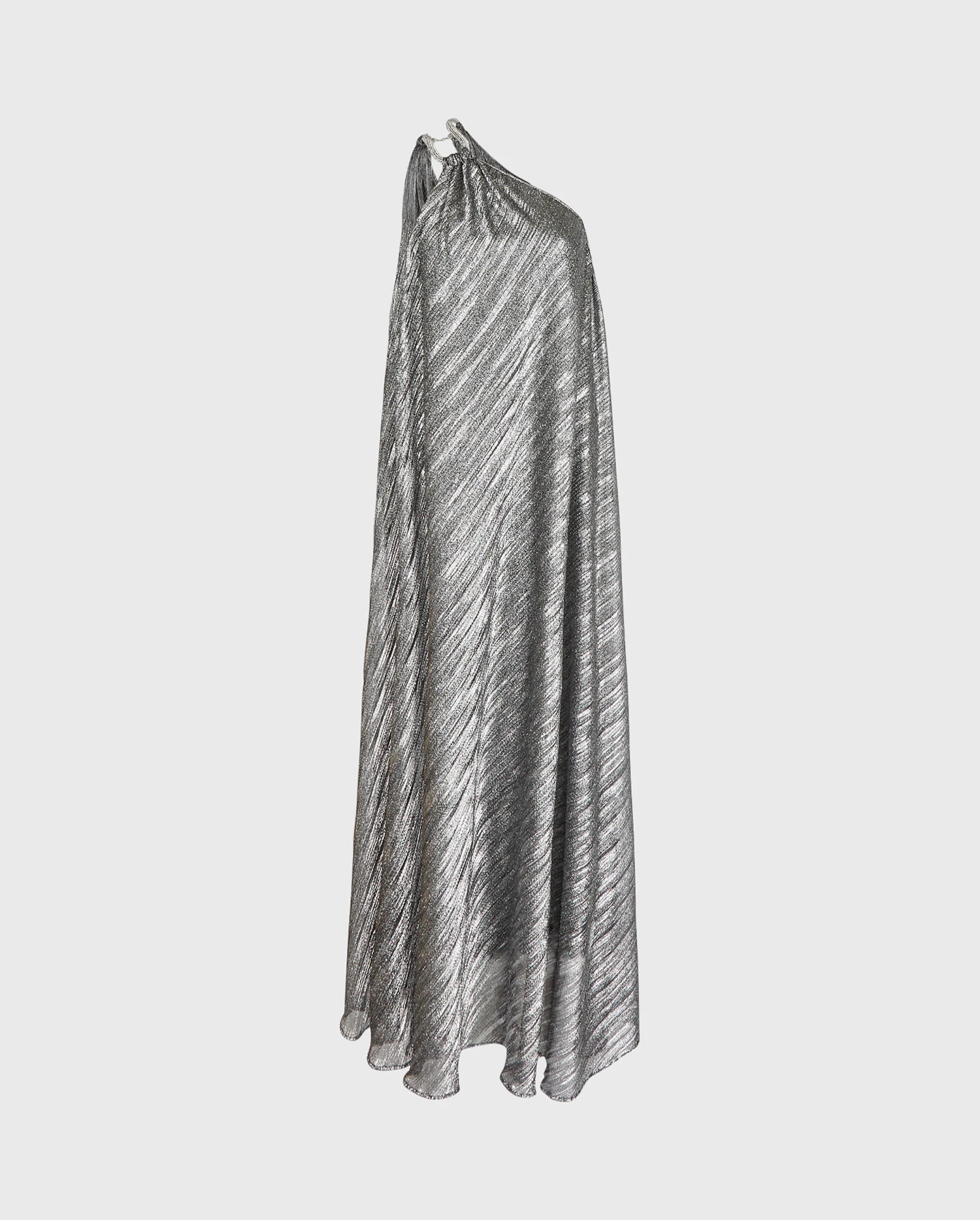 Discover the CRYSTALL Silver Metallic Halter Neck Maxi Dress Featuring Diamanate Rope Collar from designer ANNE FONTAINE