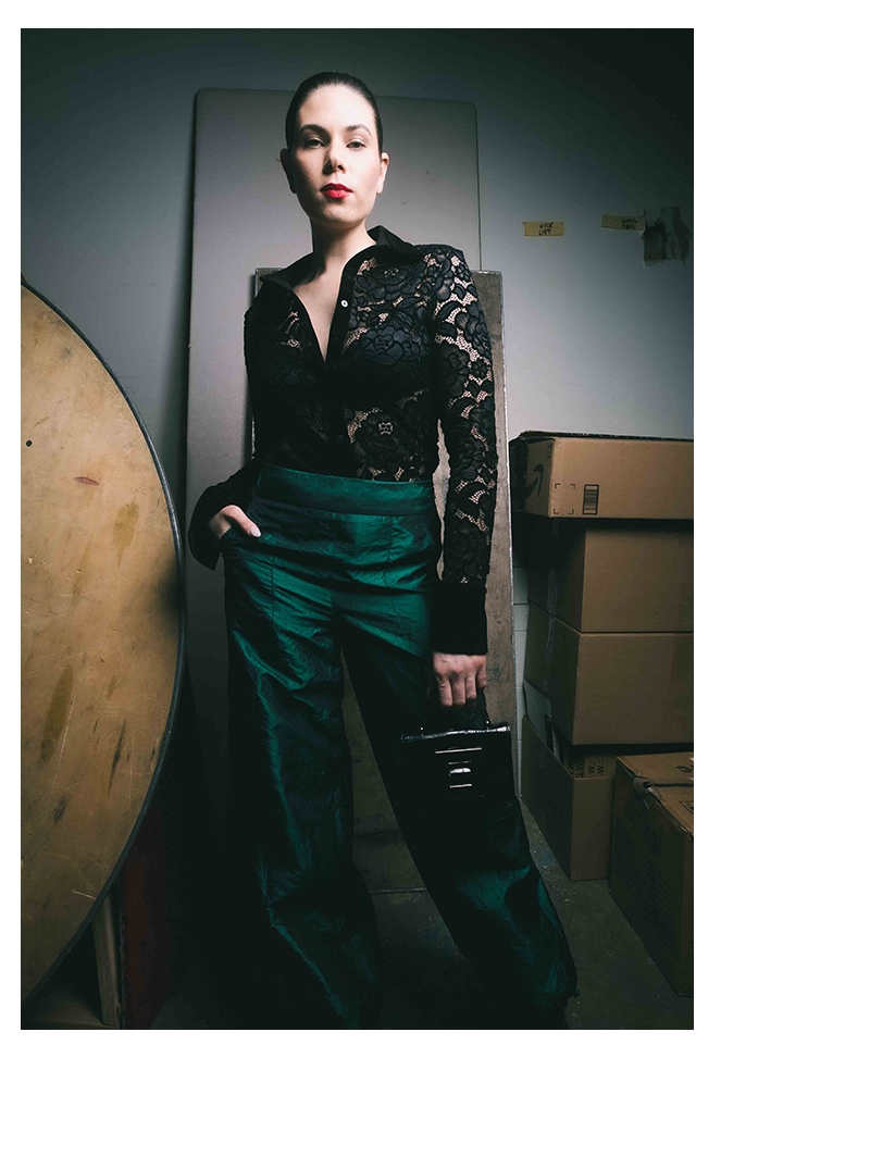 Shop the Green Night Wide Leg Cargo Pants from designer Anne Fontaine