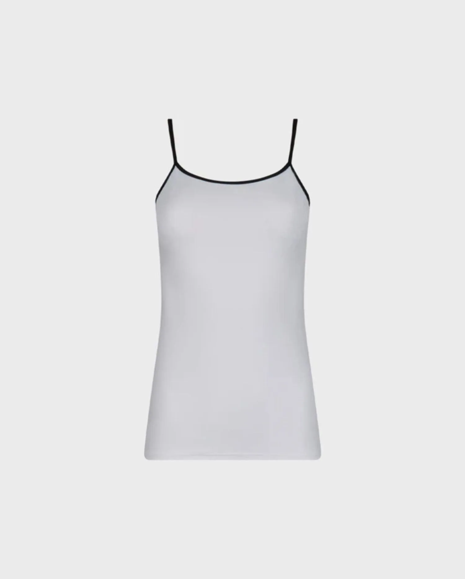 Discover the CINTIA White Tactel Thin Strap Camisole With Black Trim by designer ANNE FONTAINE.