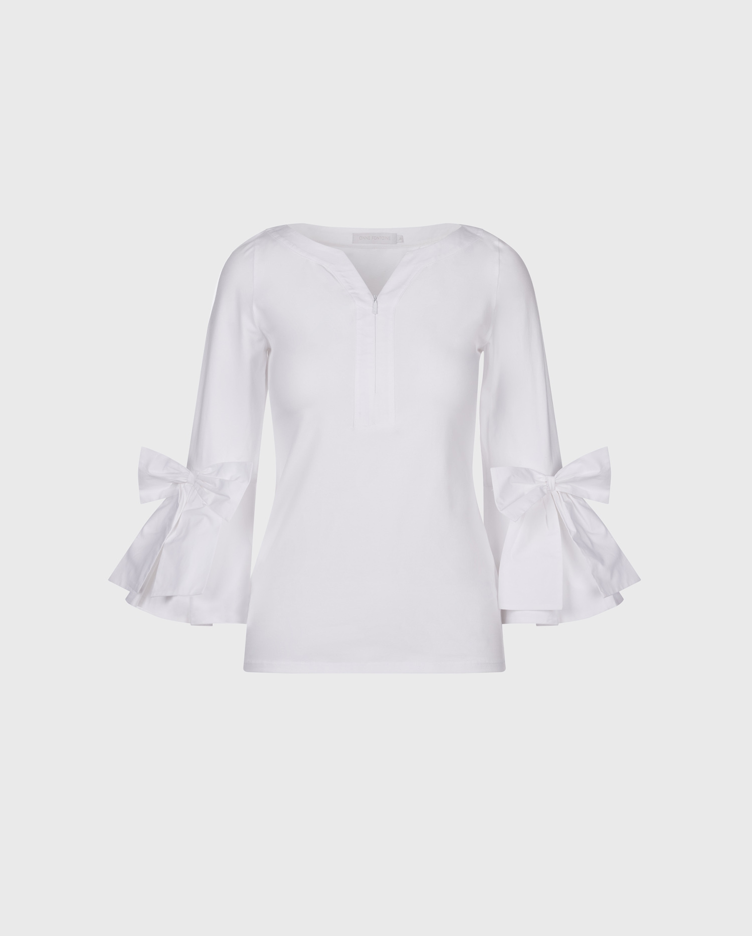 Discover the Clissa 3/4 Sleeves Fitted Pima Top With Placed Bows from designer ANNE FONTAINE