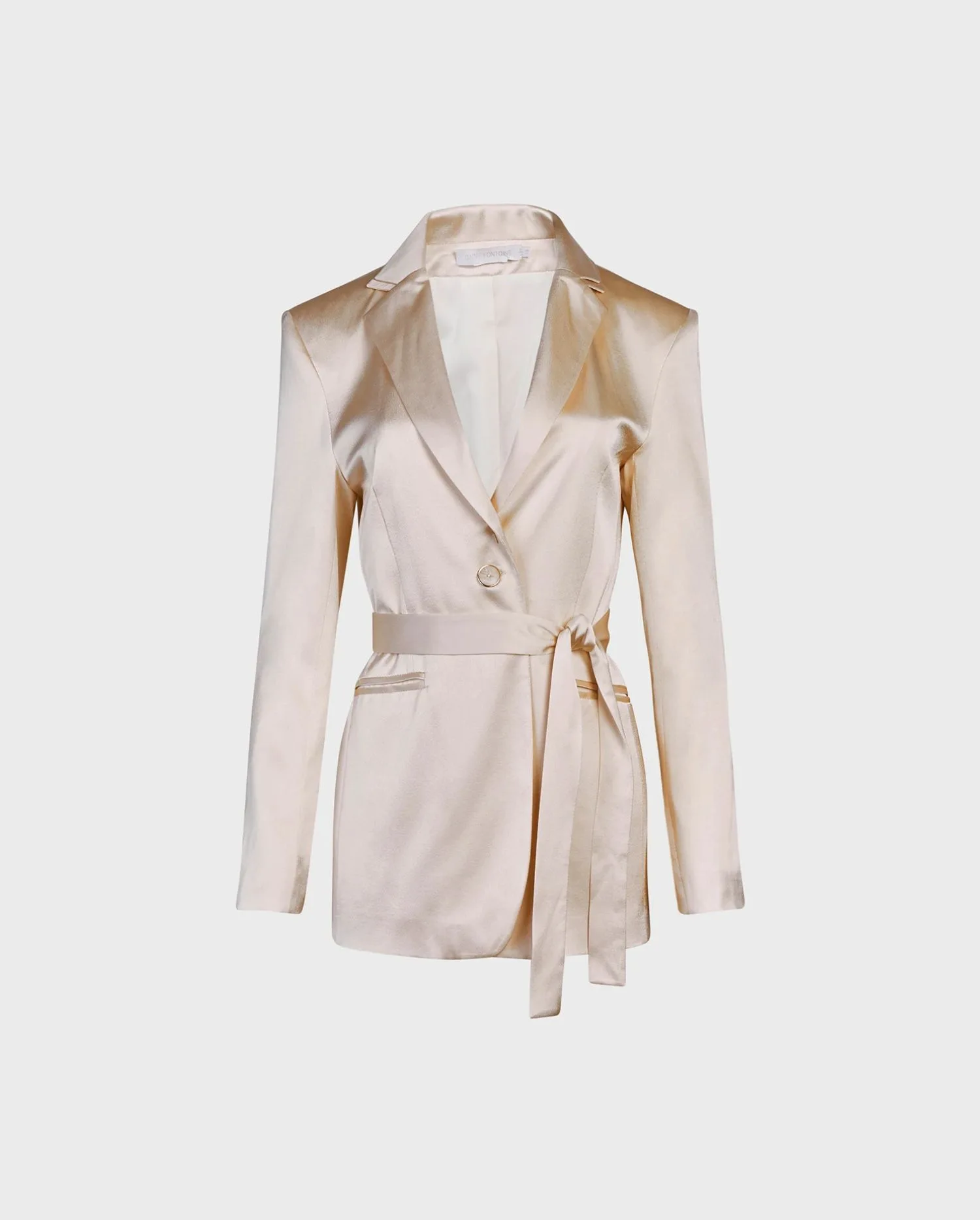 Discover the Diptyque Beige Oversized Satin Blazer Jacket from designer ANNE FONTAINE