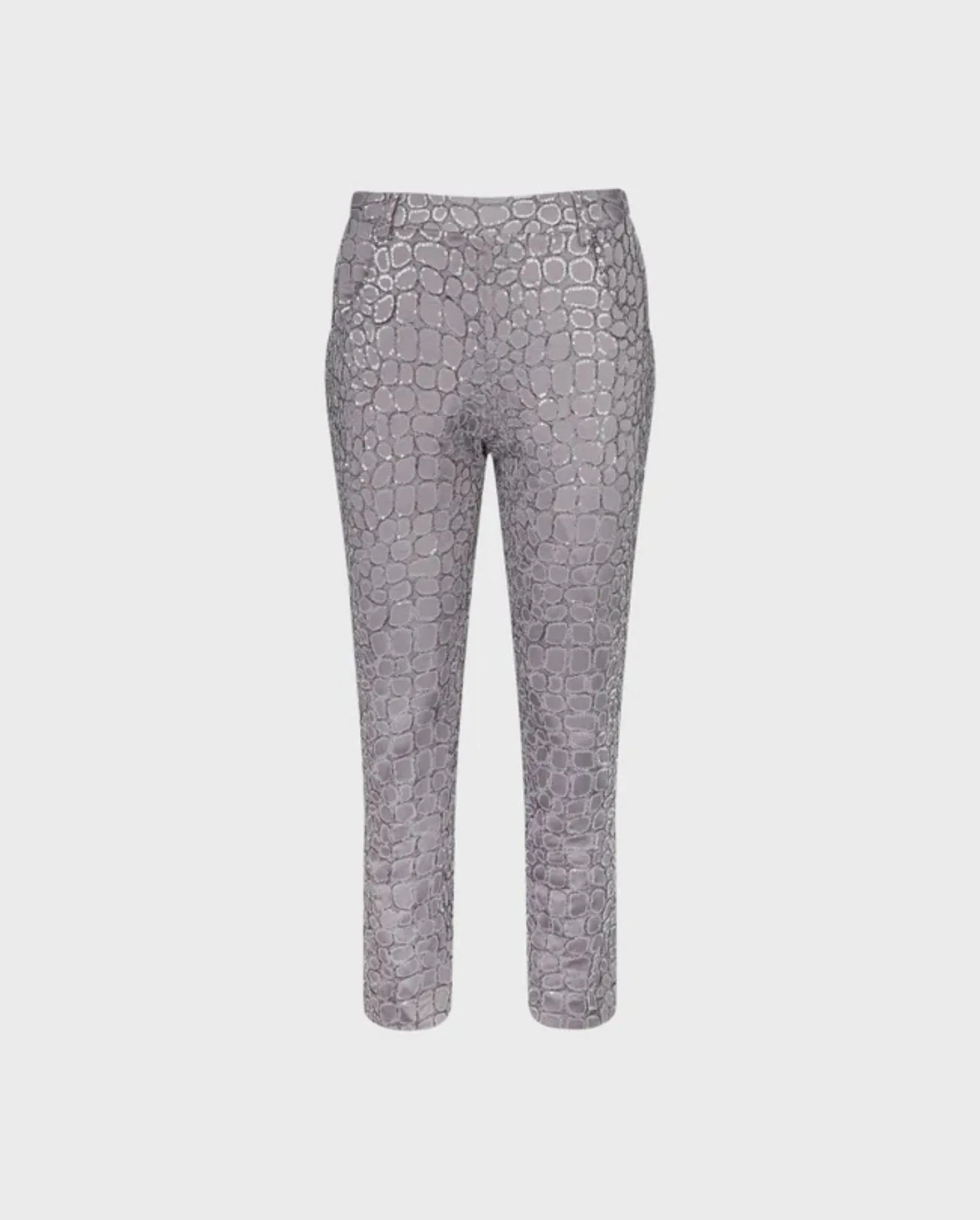 Discover the Dreezy Grey Jacquard Ankle-length Pants With Subtle Shimmer by designer ANNE FONTAINE