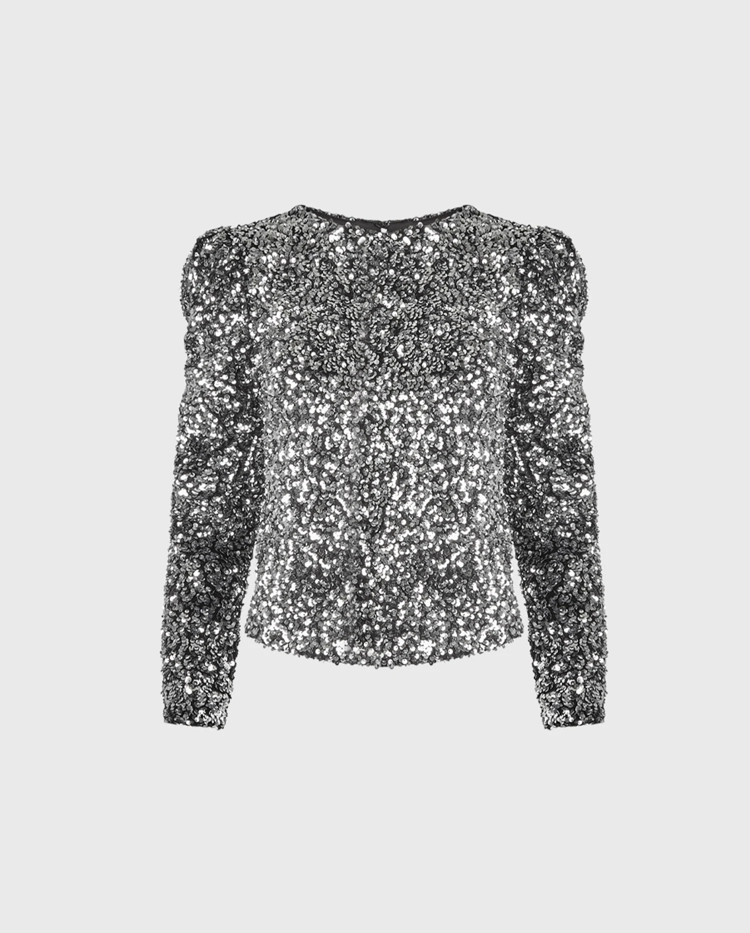 Discover the ELEGANCE Silver Crystal Sequin Embellished Pullover Blouse With Long Sleeves from designer ANNE FONTAINE