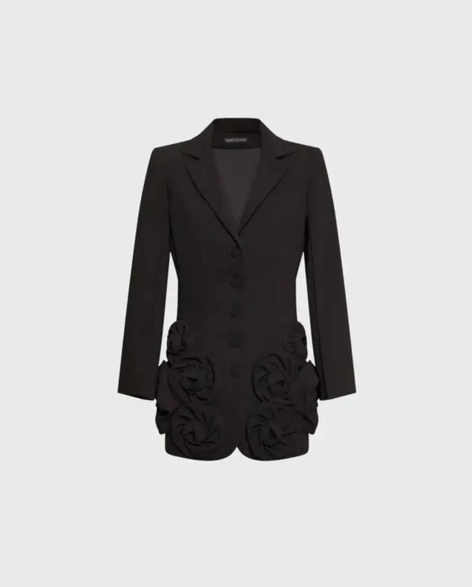 Discover the Enchante Black Crepe Jacket With Raised Flowers on Each Side by designer ANNE FONTAINE