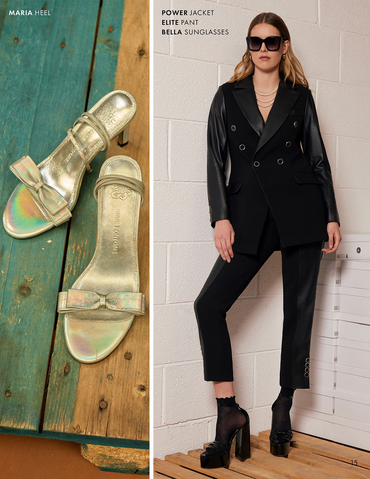 DISCOVER THE MARIA HEEL, POWER JACKET, ELITE PANT AND BELLA SUNGLASSES FROM DESIGNER ANNE FONTAINE